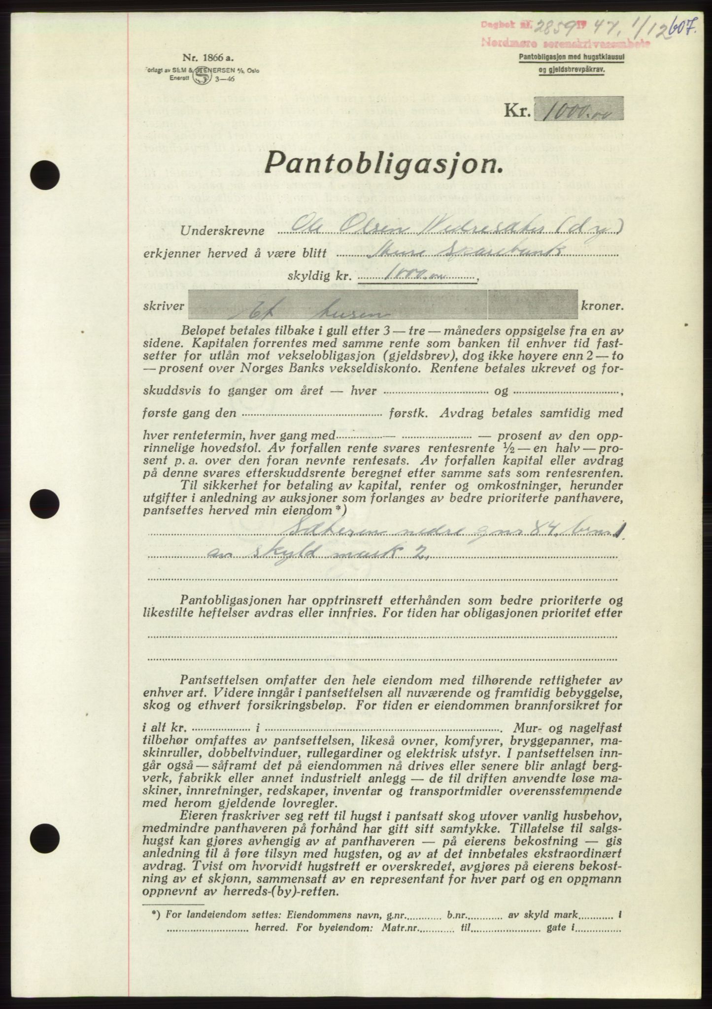 Nordmøre sorenskriveri, AV/SAT-A-4132/1/2/2Ca: Pantebok nr. B97, 1947-1948, Dagboknr: 2859/1947