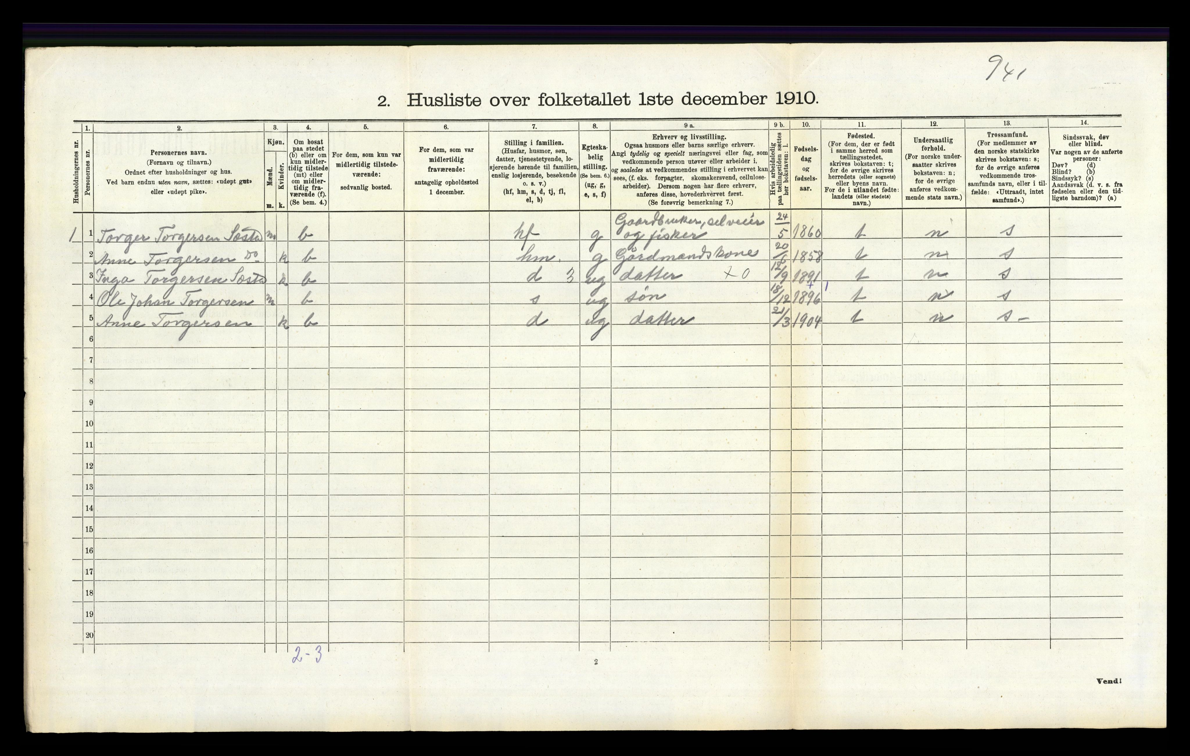 RA, Folketelling 1910 for 1116 Eigersund herred, 1910, s. 303