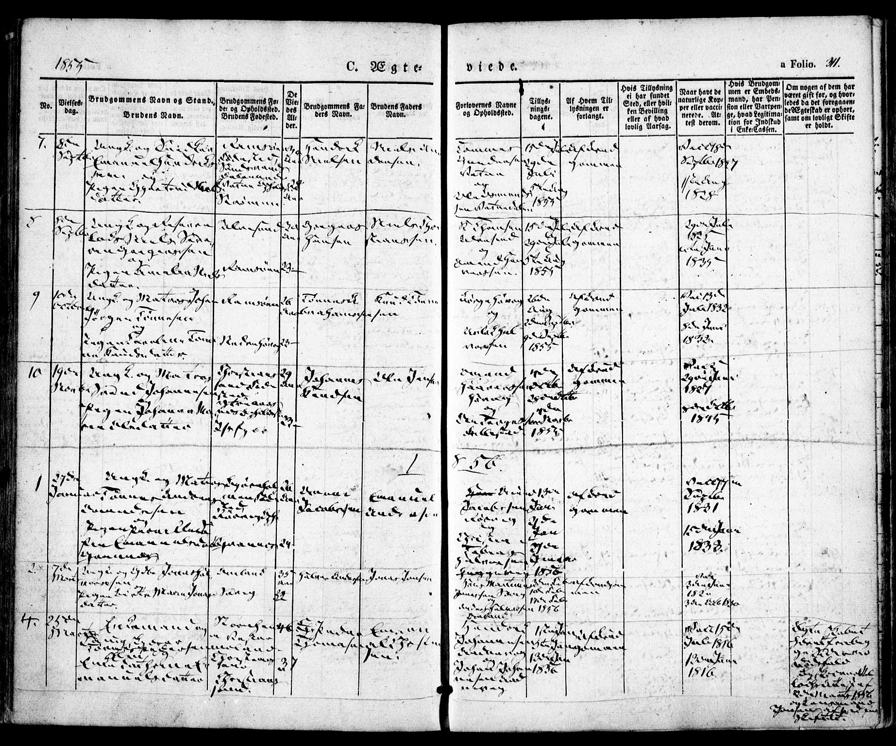 Høvåg sokneprestkontor, AV/SAK-1111-0025/F/Fa/L0003: Ministerialbok nr. A 3, 1843-1858, s. 311