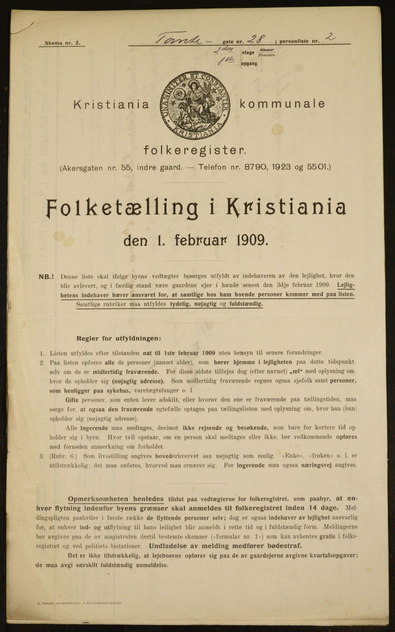 OBA, Kommunal folketelling 1.2.1909 for Kristiania kjøpstad, 1909, s. 103103