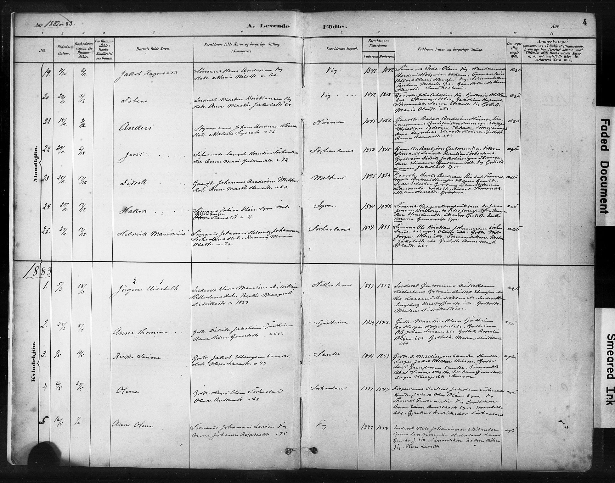 Skudenes sokneprestkontor, AV/SAST-A -101849/H/Ha/Haa/L0009: Ministerialbok nr. A 6, 1882-1912, s. 4