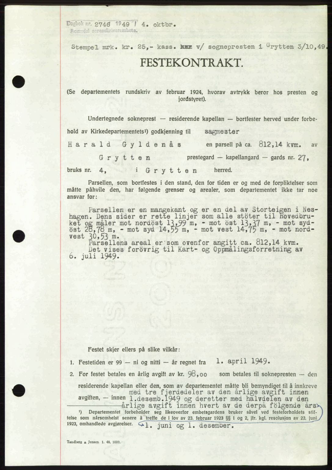 Romsdal sorenskriveri, SAT/A-4149/1/2/2C: Pantebok nr. A31, 1949-1949, Dagboknr: 2746/1949
