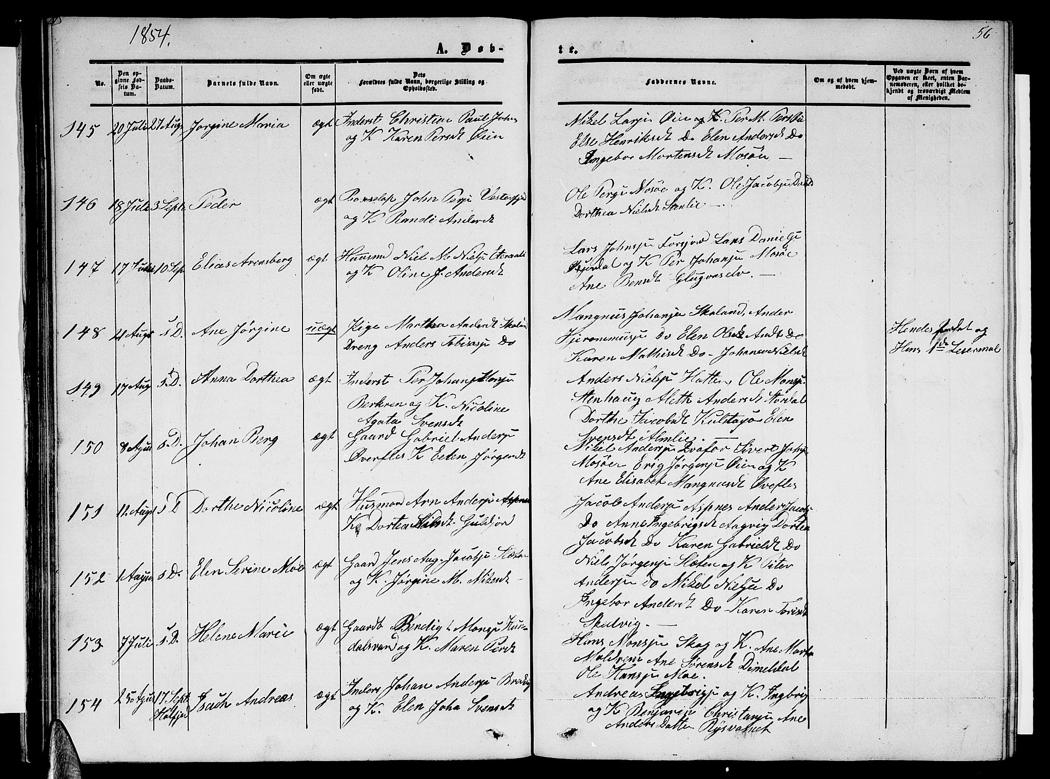 Ministerialprotokoller, klokkerbøker og fødselsregistre - Nordland, AV/SAT-A-1459/820/L0301: Klokkerbok nr. 820C03, 1851-1858, s. 56