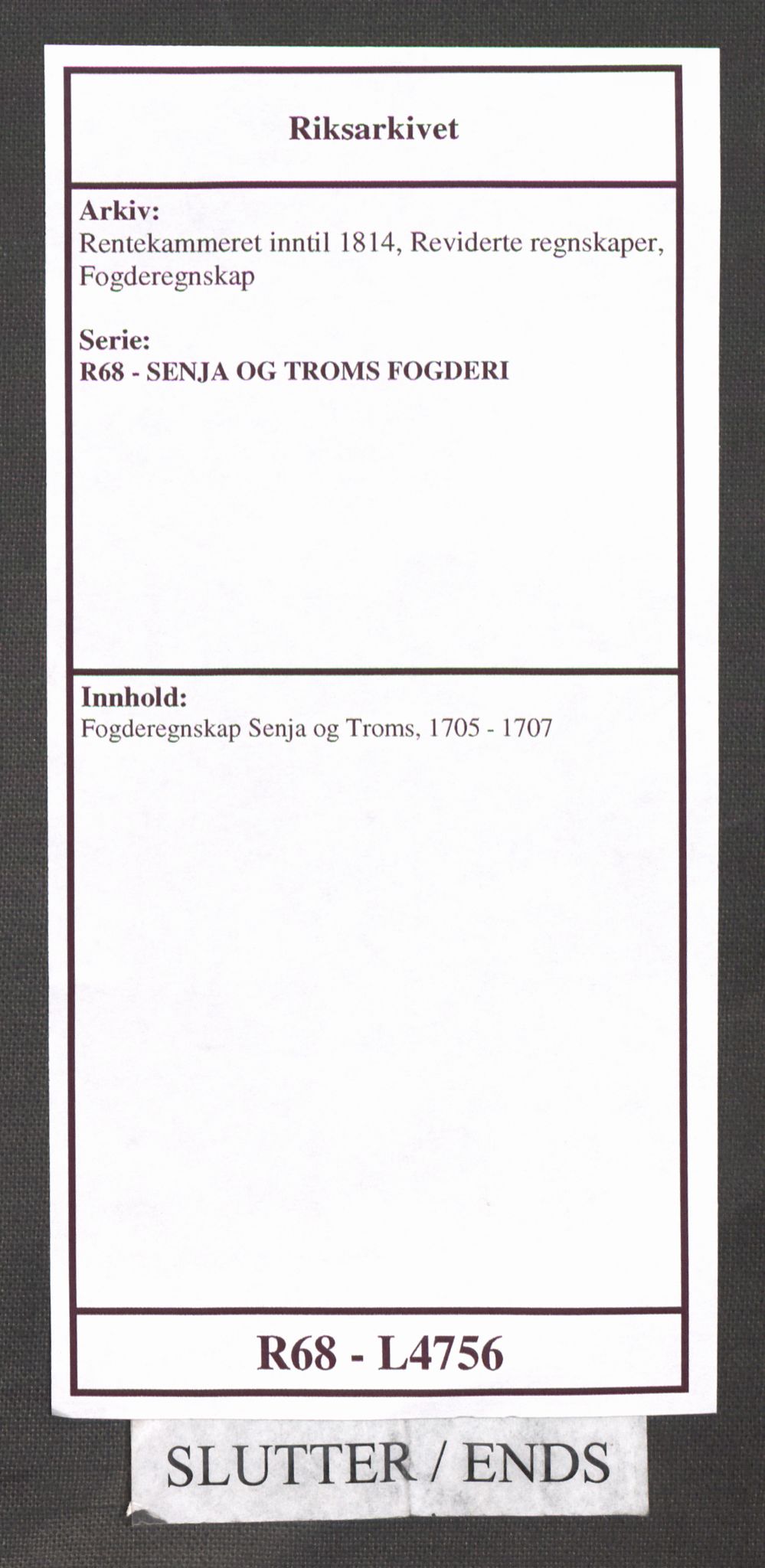 Rentekammeret inntil 1814, Reviderte regnskaper, Fogderegnskap, AV/RA-EA-4092/R68/L4756: Fogderegnskap Senja og Troms, 1705-1707, s. 522