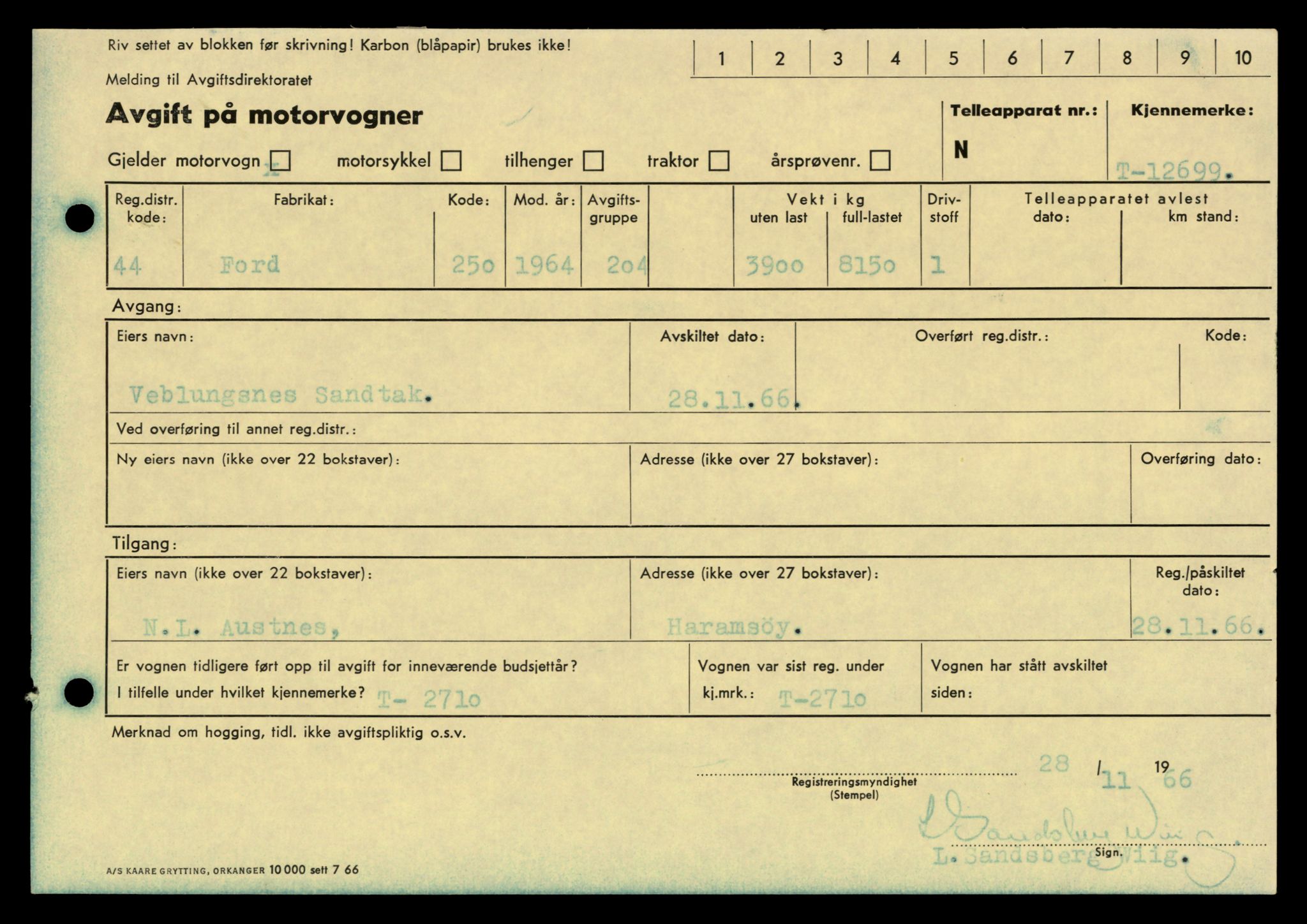 Møre og Romsdal vegkontor - Ålesund trafikkstasjon, AV/SAT-A-4099/F/Fe/L0035: Registreringskort for kjøretøy T 12653 - T 12829, 1927-1998, s. 906