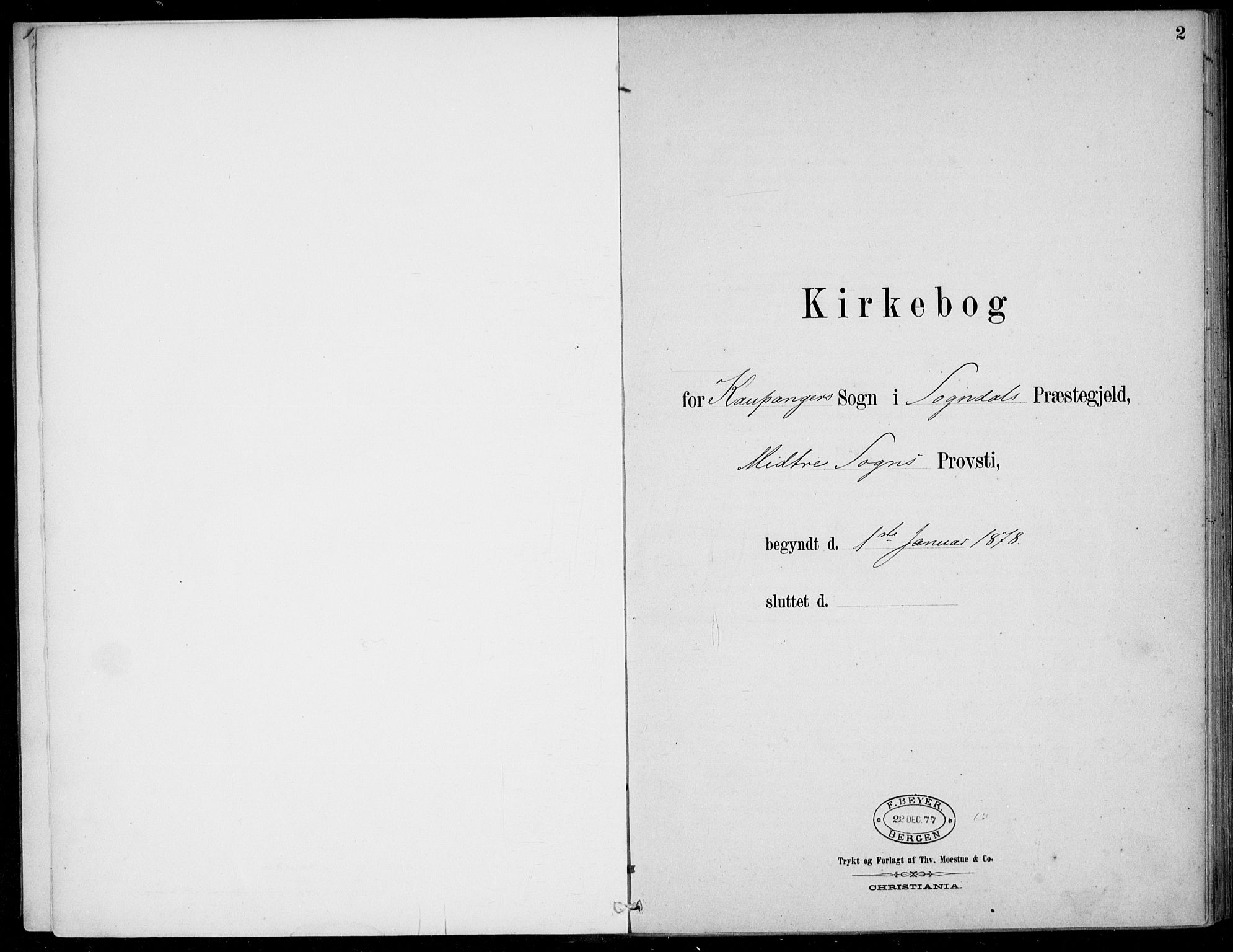 Sogndal sokneprestembete, SAB/A-81301/H/Haa/Haad/L0001: Ministerialbok nr. D  1, 1878-1907, s. 2