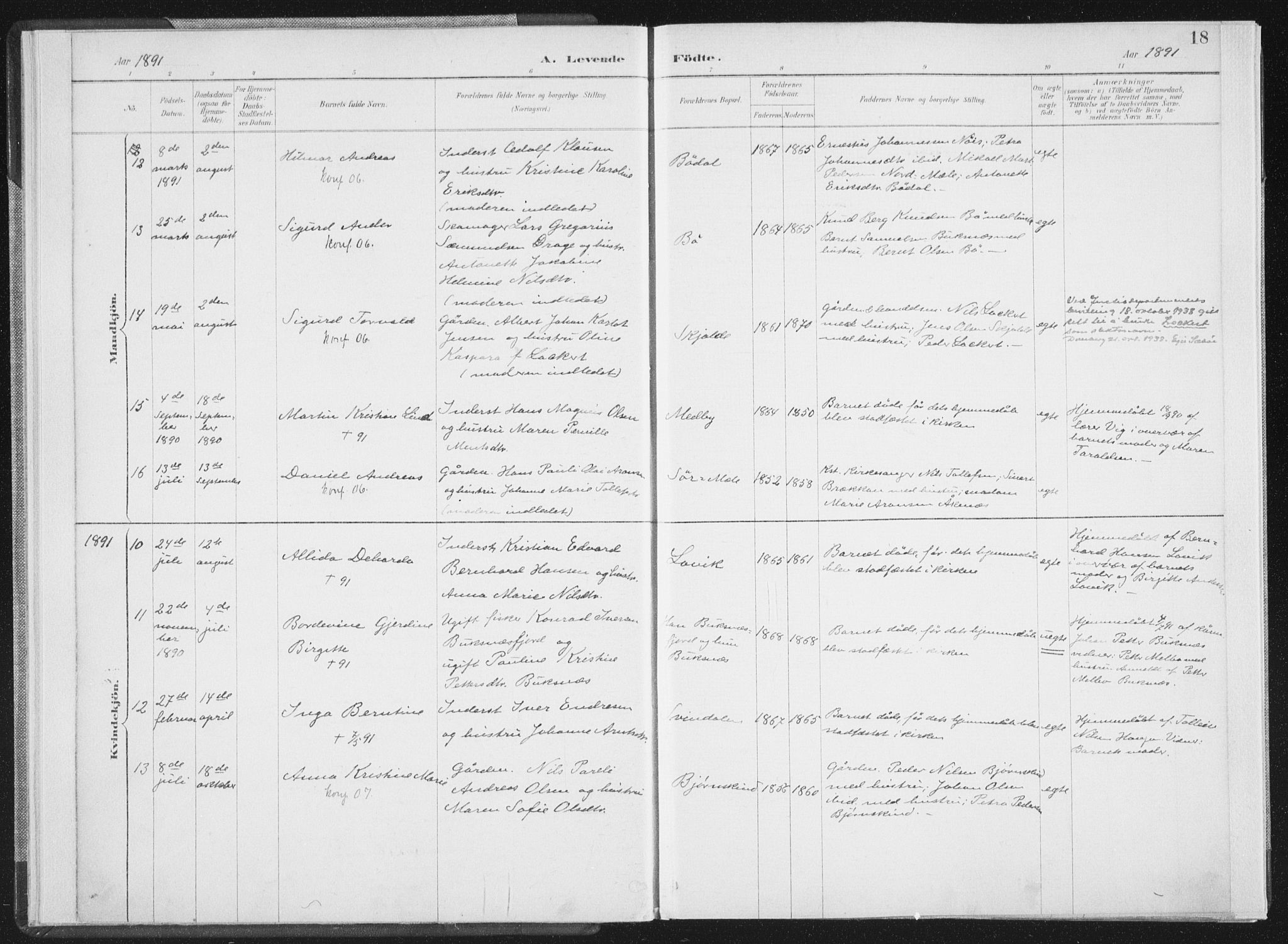 Ministerialprotokoller, klokkerbøker og fødselsregistre - Nordland, AV/SAT-A-1459/898/L1422: Ministerialbok nr. 898A02, 1887-1908, s. 18