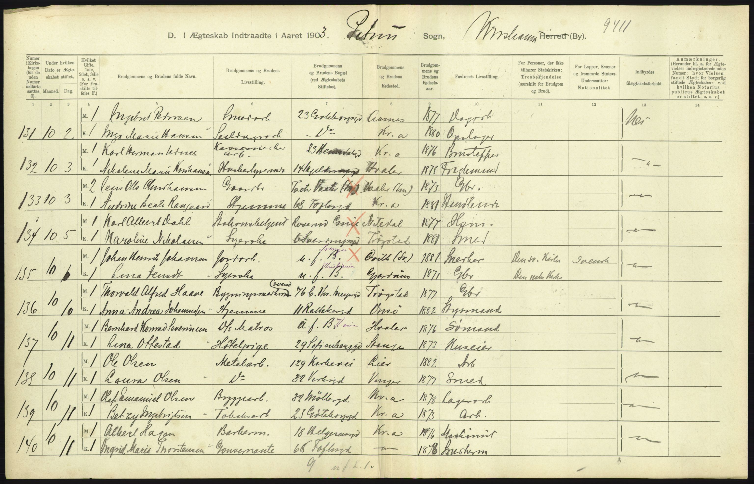 Statistisk sentralbyrå, Sosiodemografiske emner, Befolkning, AV/RA-S-2228/D/Df/Dfa/Dfaa/L0004: Kristiania: Gifte, døde, 1903, s. 509