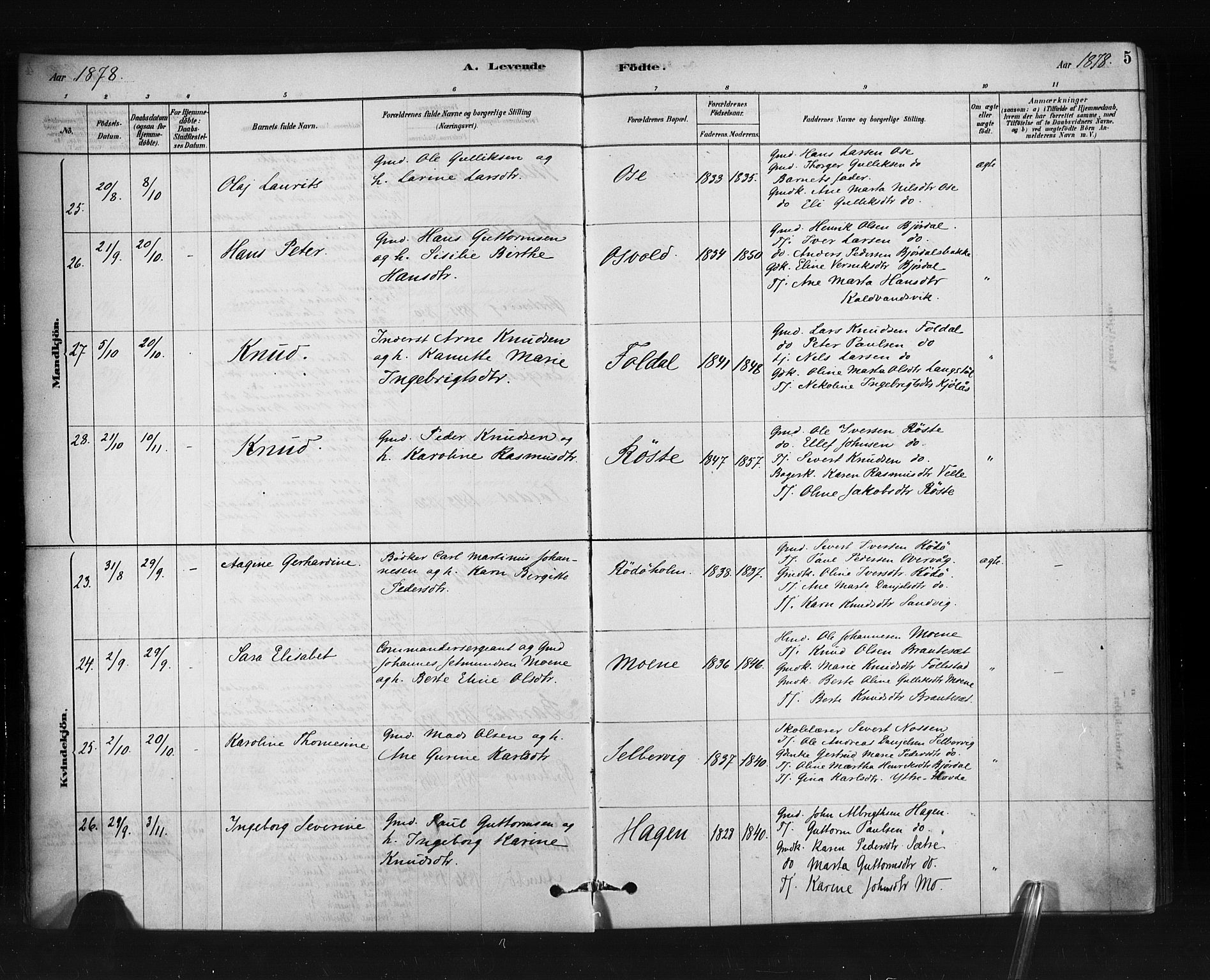 Ministerialprotokoller, klokkerbøker og fødselsregistre - Møre og Romsdal, AV/SAT-A-1454/513/L0176: Ministerialbok nr. 513A03, 1877-1889, s. 5