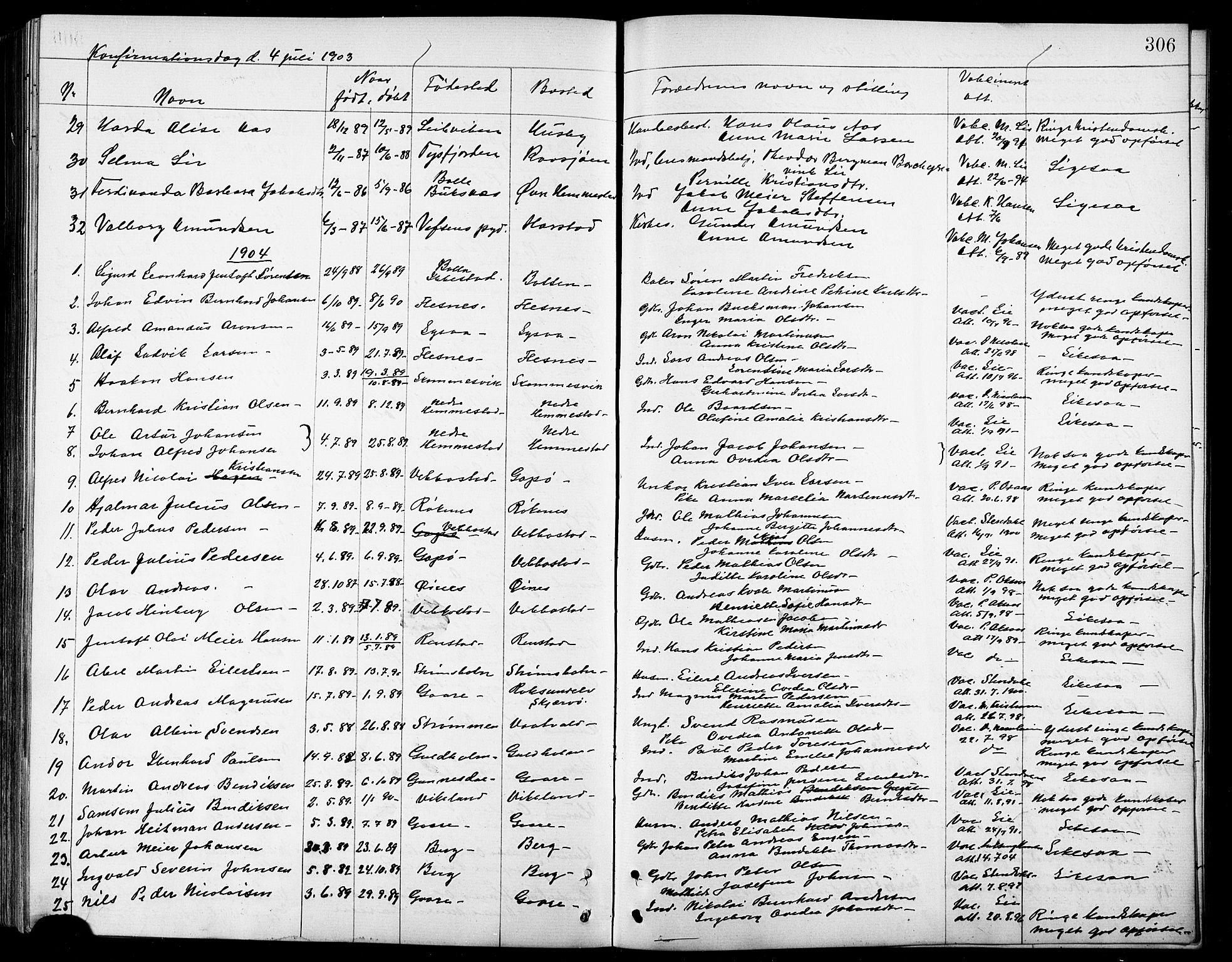 Kvæfjord sokneprestkontor, AV/SATØ-S-1323/G/Ga/Gab/L0005klokker: Klokkerbok nr. 5, 1886-1911, s. 306