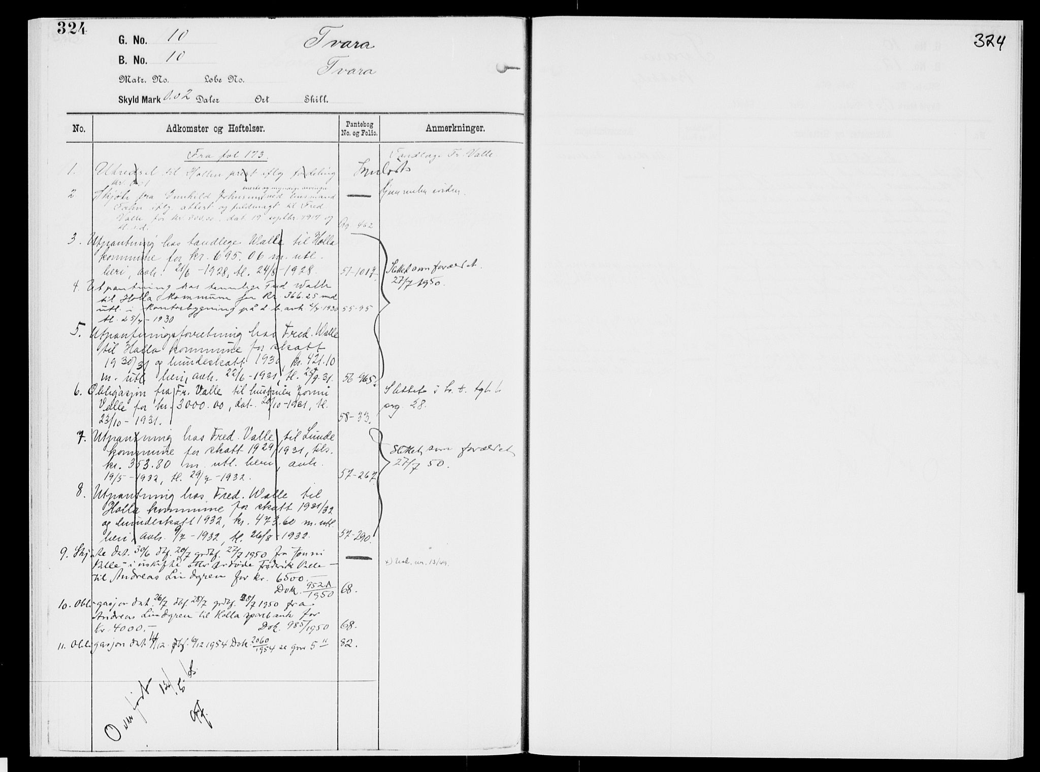 Nedre Telemark sorenskriveri, AV/SAKO-A-135/G/Gb/Gbg/L0001: Panteregister nr. VII 1, s. 324