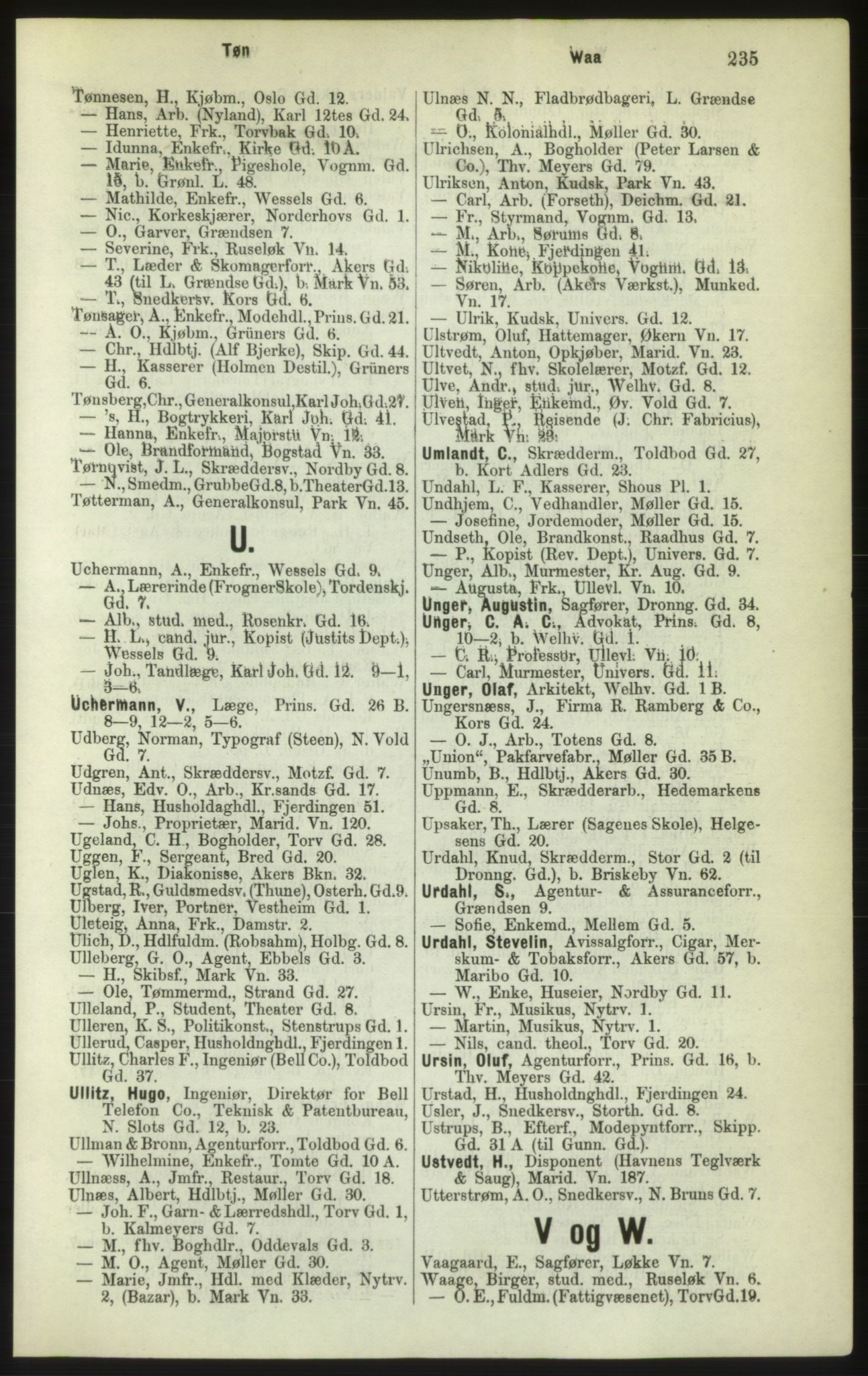 Kristiania/Oslo adressebok, PUBL/-, 1882, s. 235