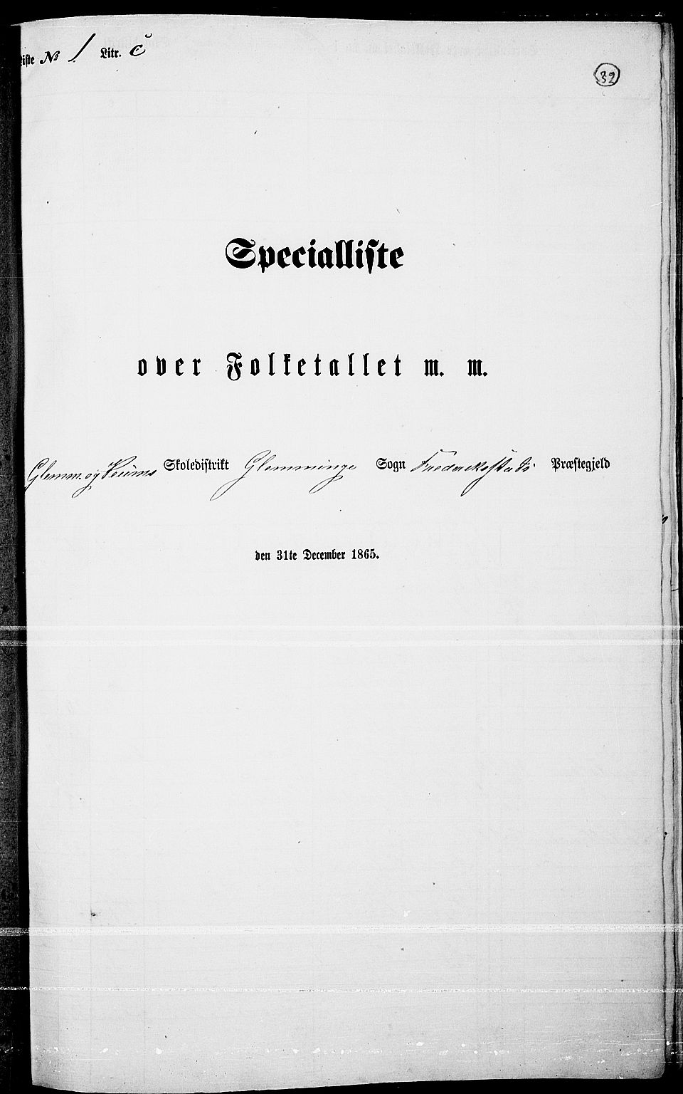 RA, Folketelling 1865 for 0132L Fredrikstad prestegjeld, Glemmen sokn, 1865, s. 34