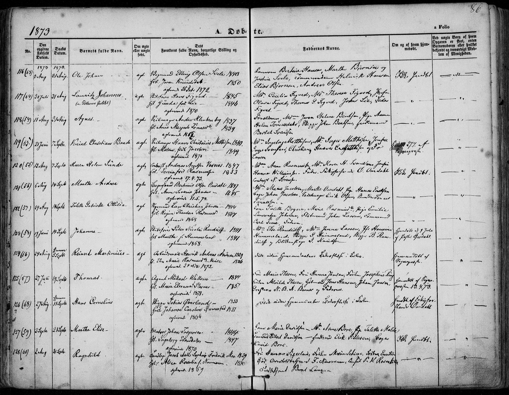 Domkirken sokneprestkontor, SAST/A-101812/001/30/30BA/L0022: Ministerialbok nr. A 21, 1868-1877, s. 86