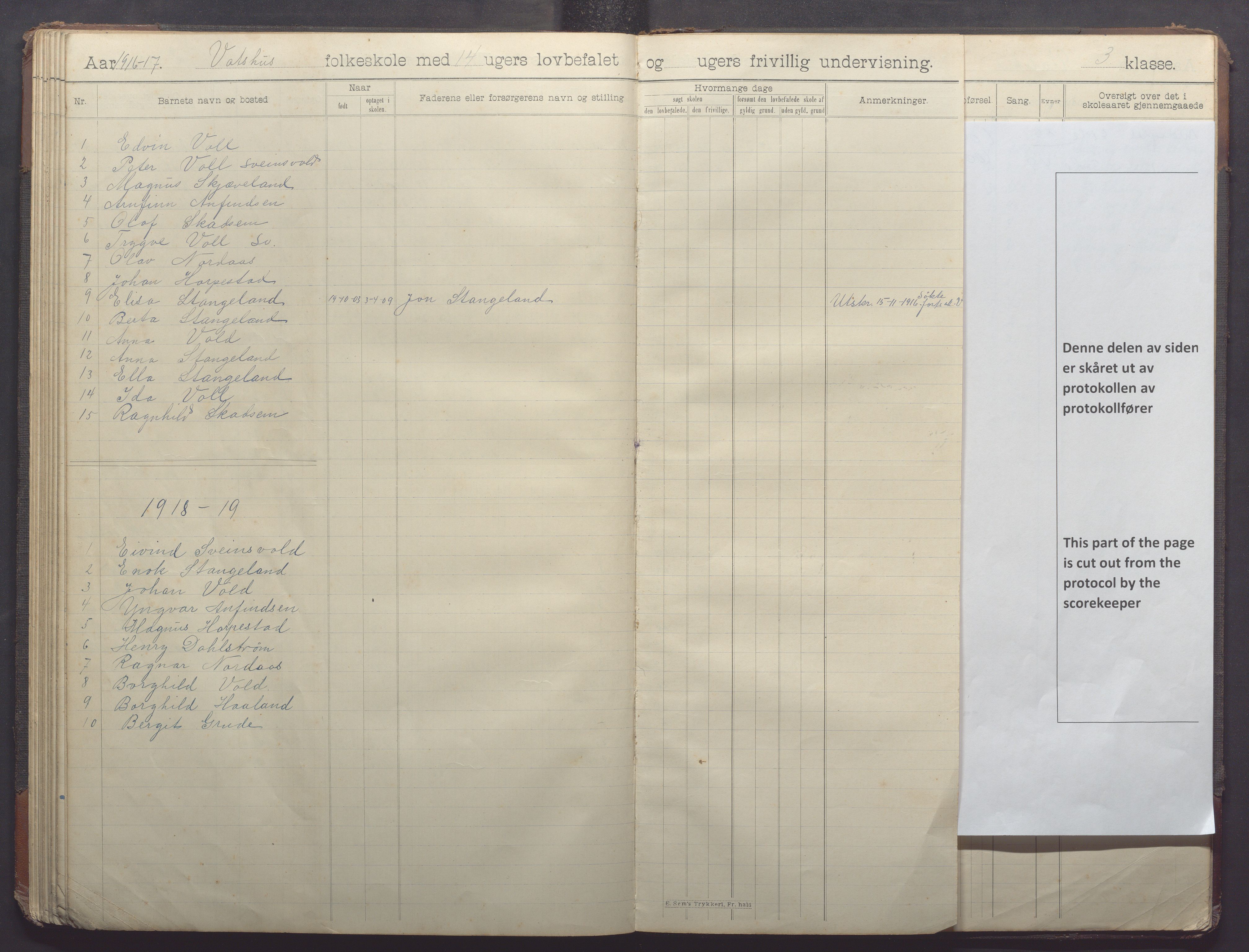 Klepp kommune - Vasshus skule og barnehage, IKAR/K-100301/H/L0002: Skoleprotokoll, 1901-1918, s. 91