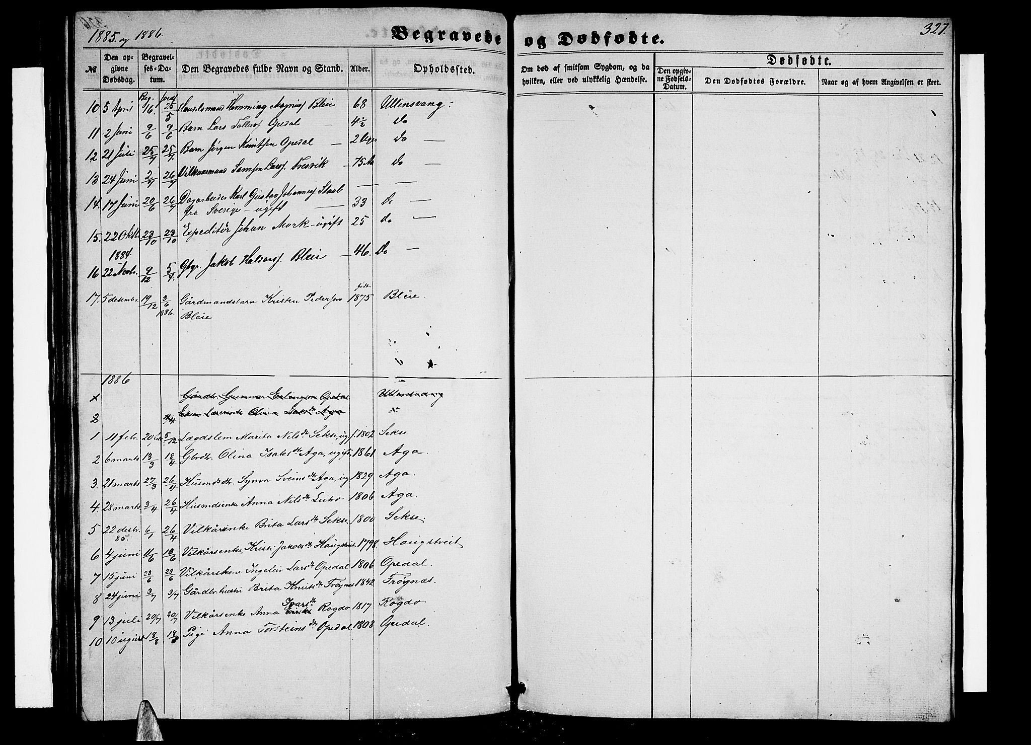 Ullensvang sokneprestembete, AV/SAB-A-78701/H/Hab: Klokkerbok nr. B 10, 1858-1886, s. 327
