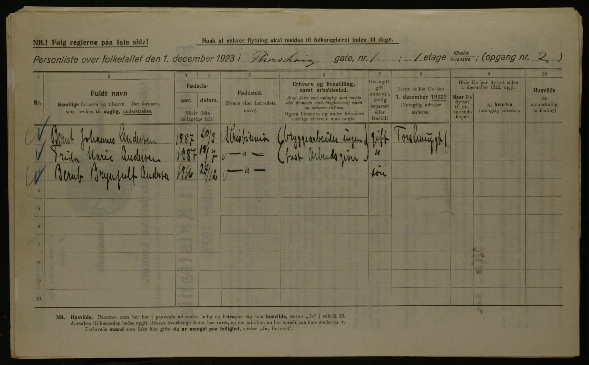 OBA, Kommunal folketelling 1.12.1923 for Kristiania, 1923, s. 126180