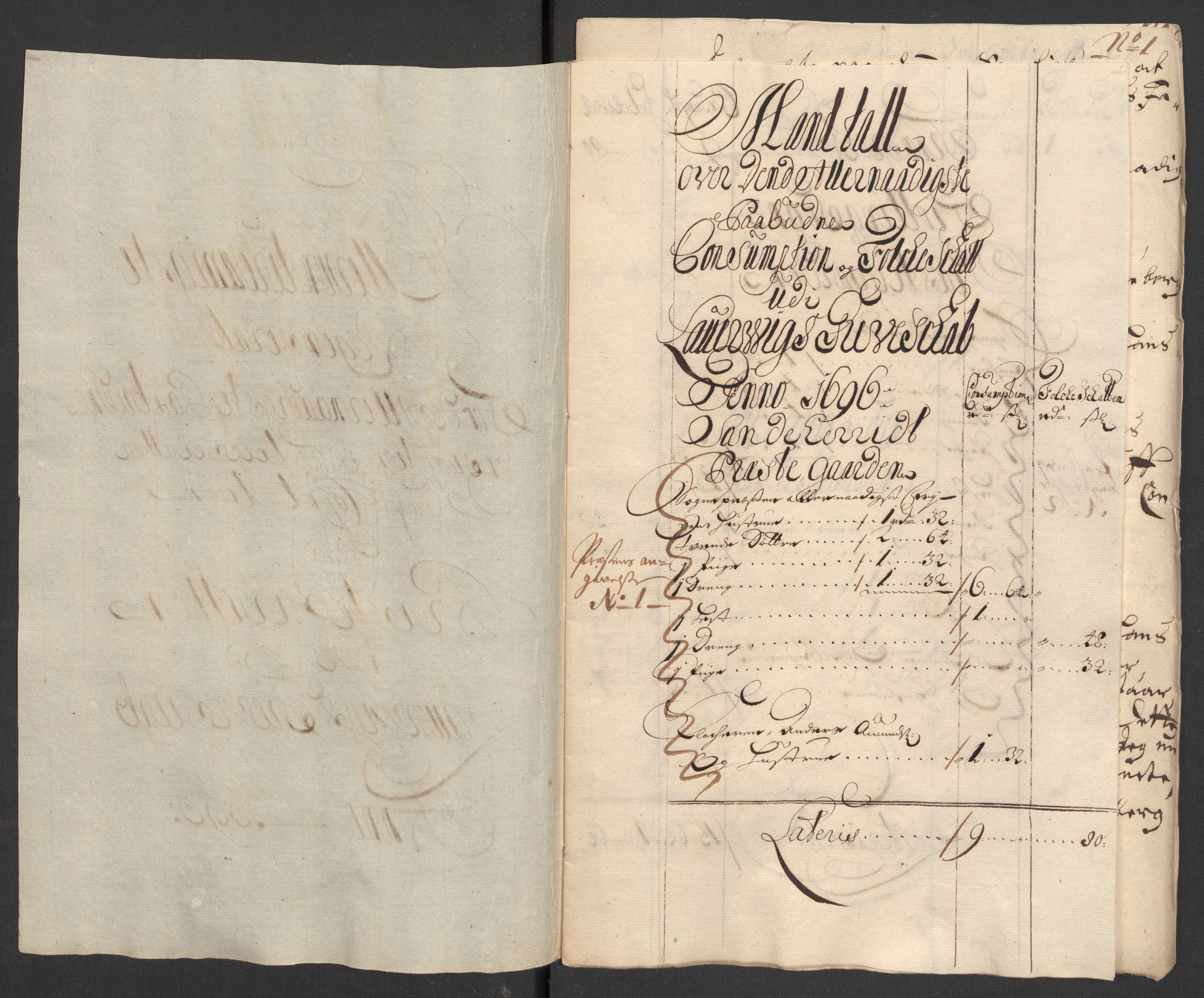 Rentekammeret inntil 1814, Reviderte regnskaper, Fogderegnskap, RA/EA-4092/R33/L1975: Fogderegnskap Larvik grevskap, 1696-1697, s. 89