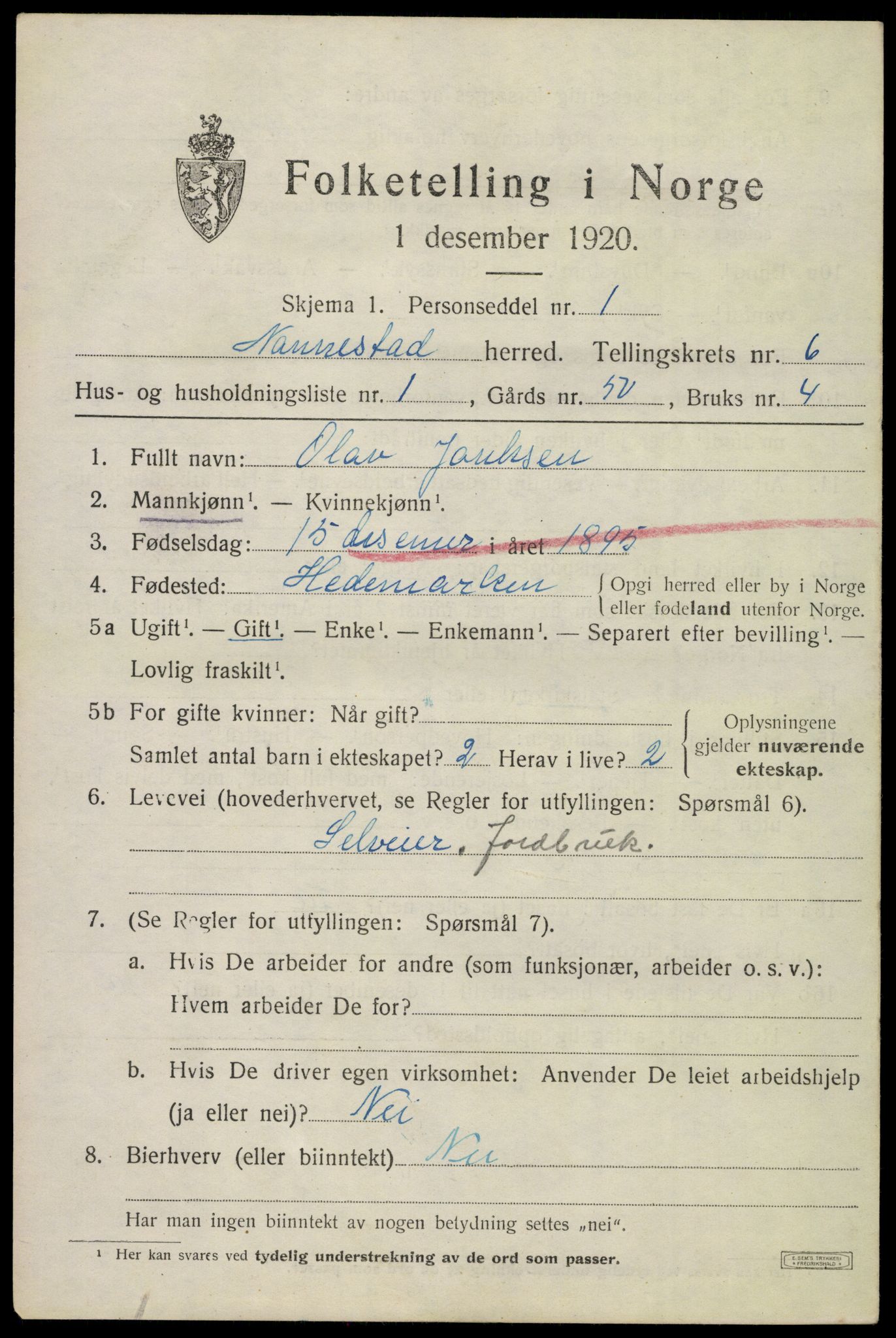 SAO, Folketelling 1920 for 0238 Nannestad herred, 1920, s. 7570