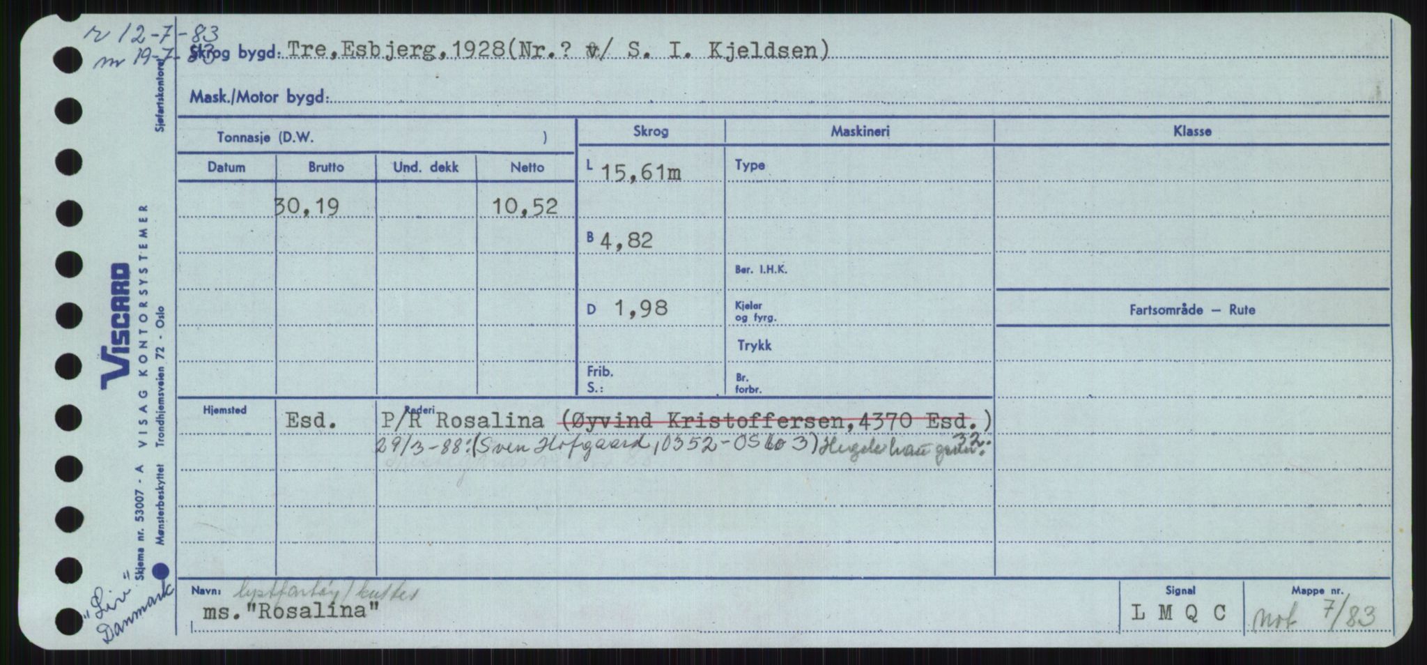 Sjøfartsdirektoratet med forløpere, Skipsmålingen, RA/S-1627/H/Ha/L0004/0002: Fartøy, Mas-R / Fartøy, Odin-R, s. 837