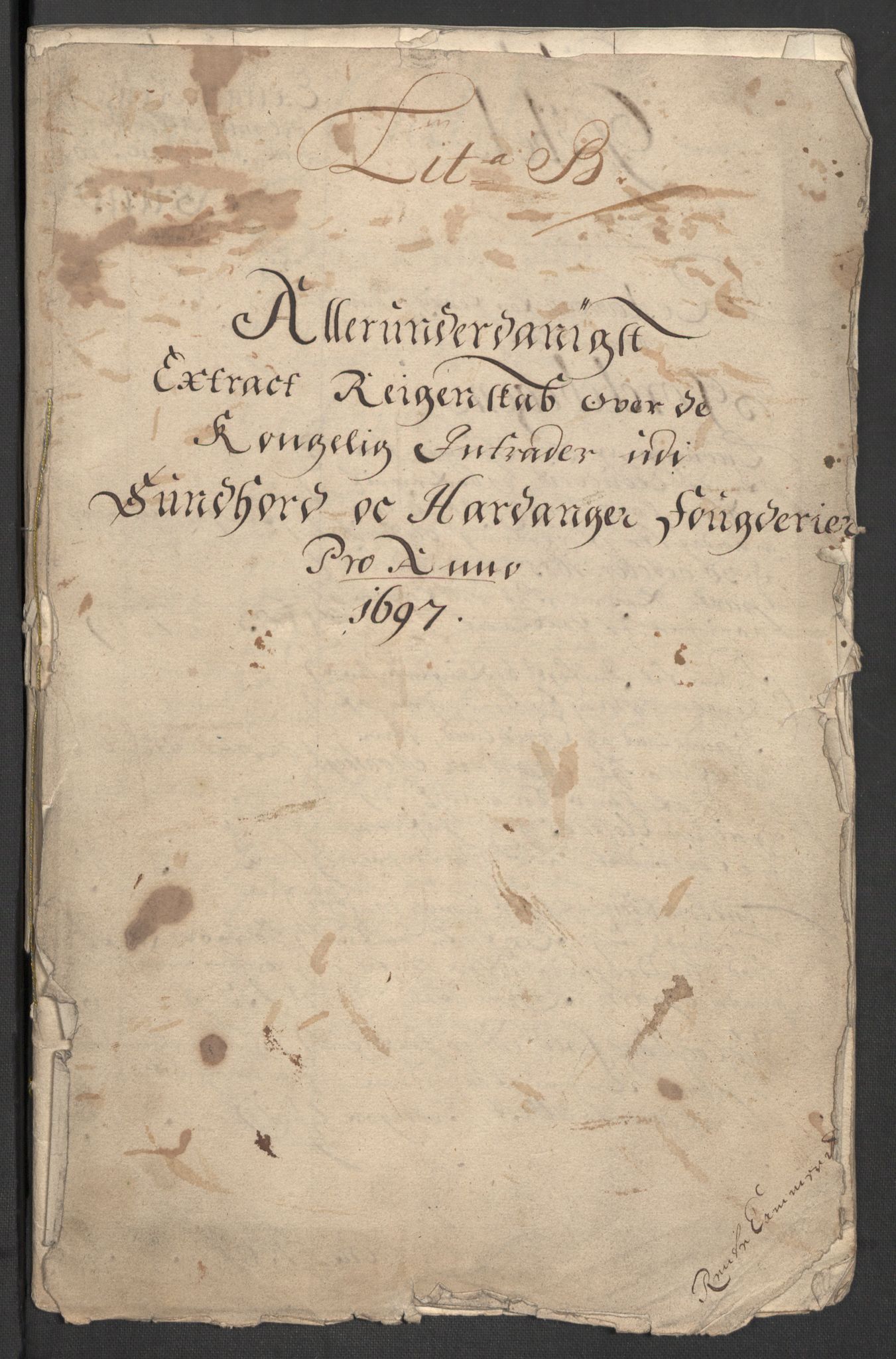 Rentekammeret inntil 1814, Reviderte regnskaper, Fogderegnskap, RA/EA-4092/R48/L2977: Fogderegnskap Sunnhordland og Hardanger, 1697-1698, s. 5