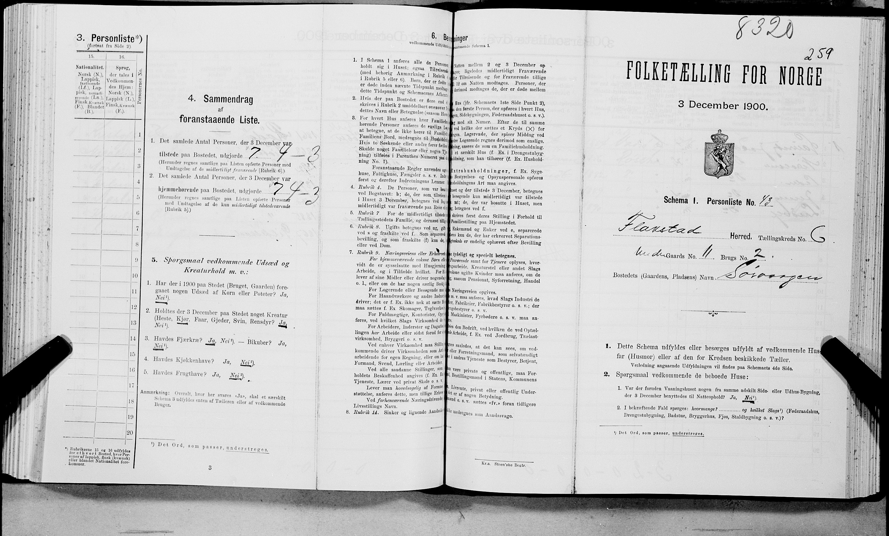 SAT, Folketelling 1900 for 1859 Flakstad herred, 1900, s. 749