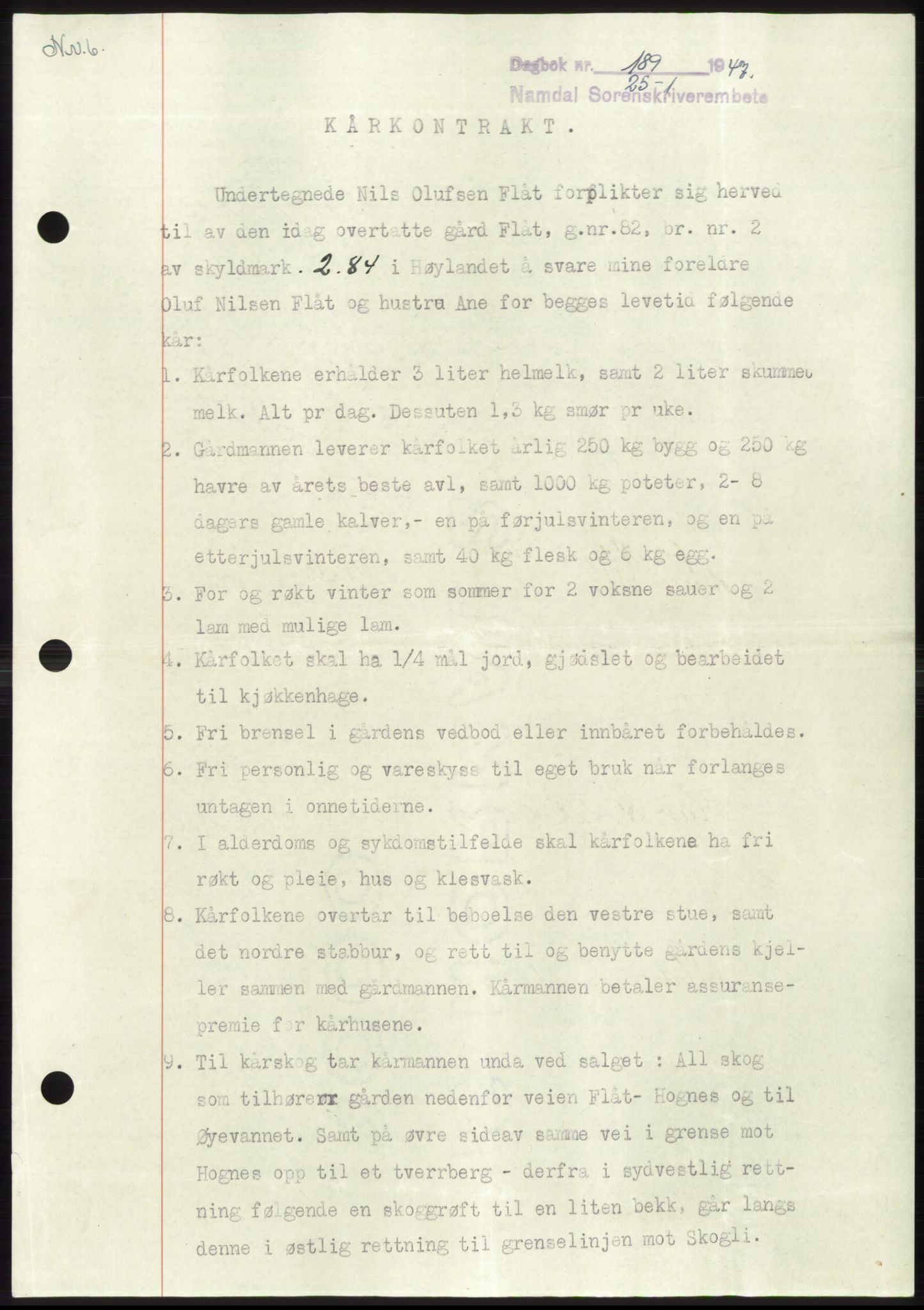 Namdal sorenskriveri, SAT/A-4133/1/2/2C: Pantebok nr. -, 1946-1947, Dagboknr: 189/1947