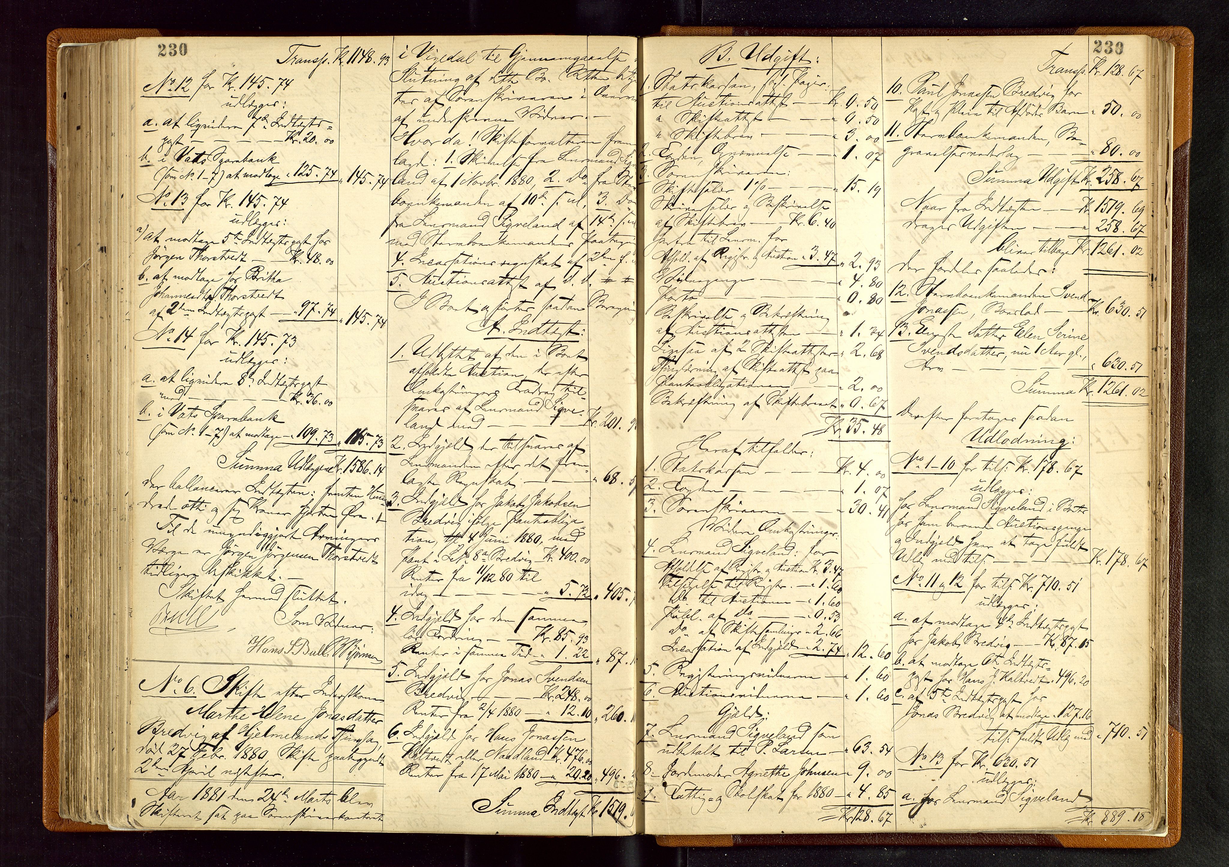 Ryfylke tingrett, AV/SAST-A-100055/001/IV/IVD/L0026: Skifteprotokoll, register i protokollen, 1876-1881, s. 230