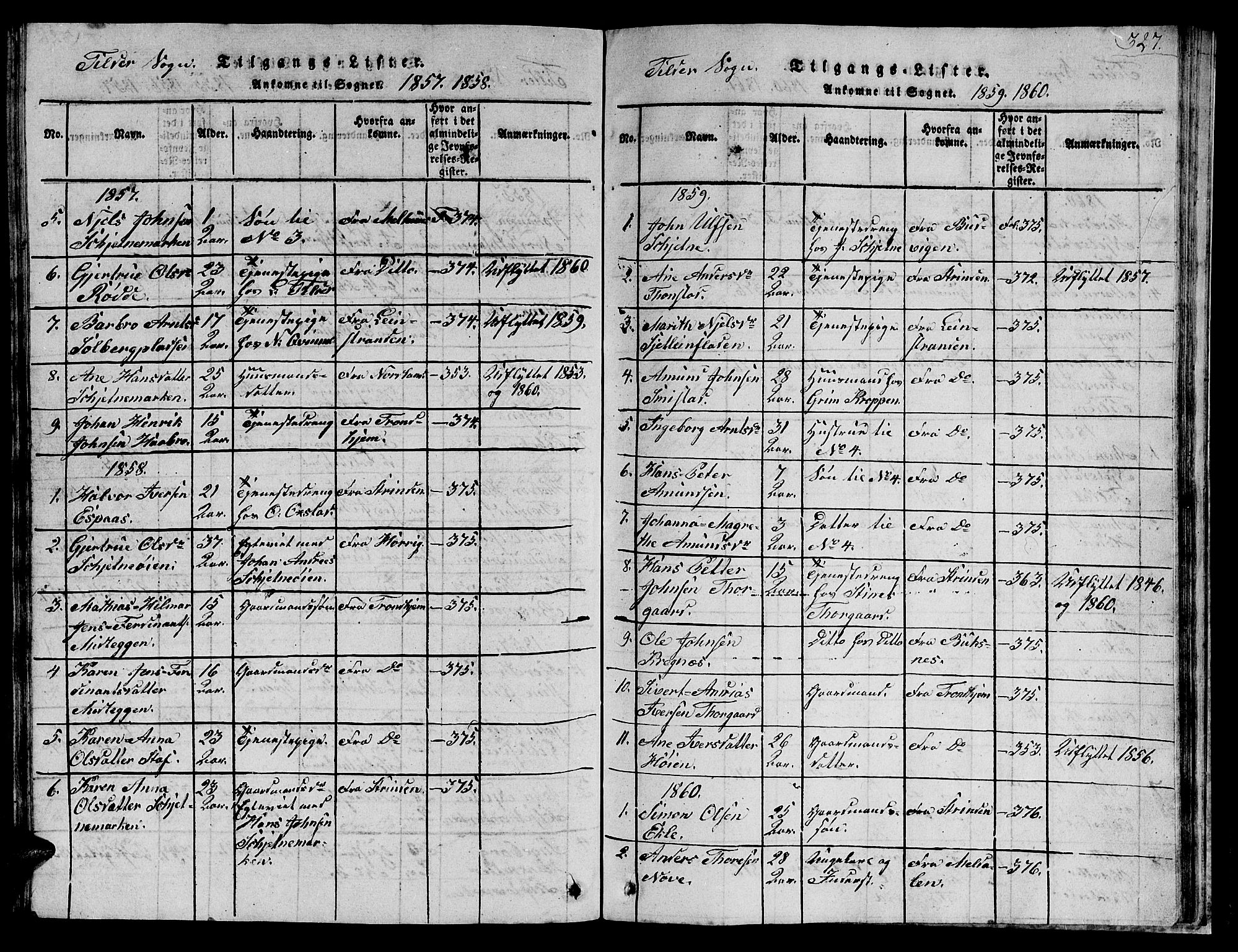 Ministerialprotokoller, klokkerbøker og fødselsregistre - Sør-Trøndelag, SAT/A-1456/621/L0458: Klokkerbok nr. 621C01, 1816-1865, s. 327