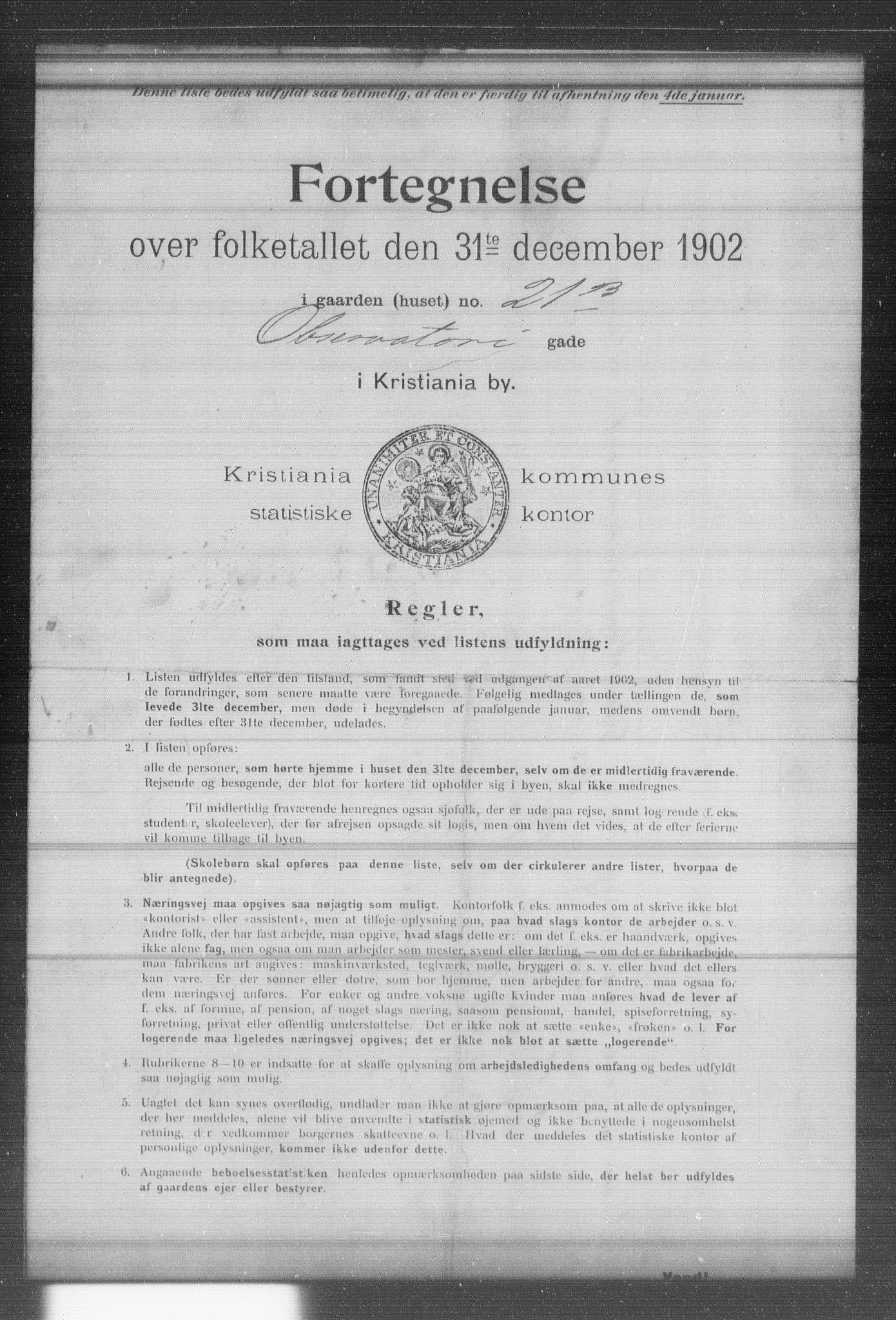 OBA, Kommunal folketelling 31.12.1902 for Kristiania kjøpstad, 1902, s. 14142