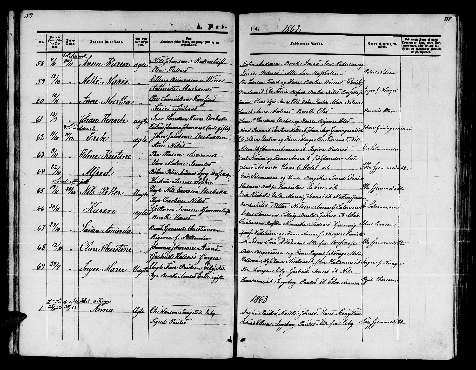 Alta sokneprestkontor, AV/SATØ-S-1338/H/Hb/L0001.klokk: Klokkerbok nr. 1, 1858-1878, s. 37-38