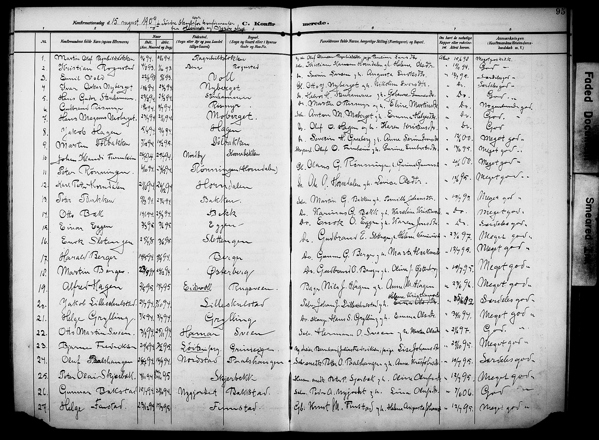 Elverum prestekontor, AV/SAH-PREST-044/H/Ha/Haa/L0016: Ministerialbok nr. 16, 1903-1912, s. 95