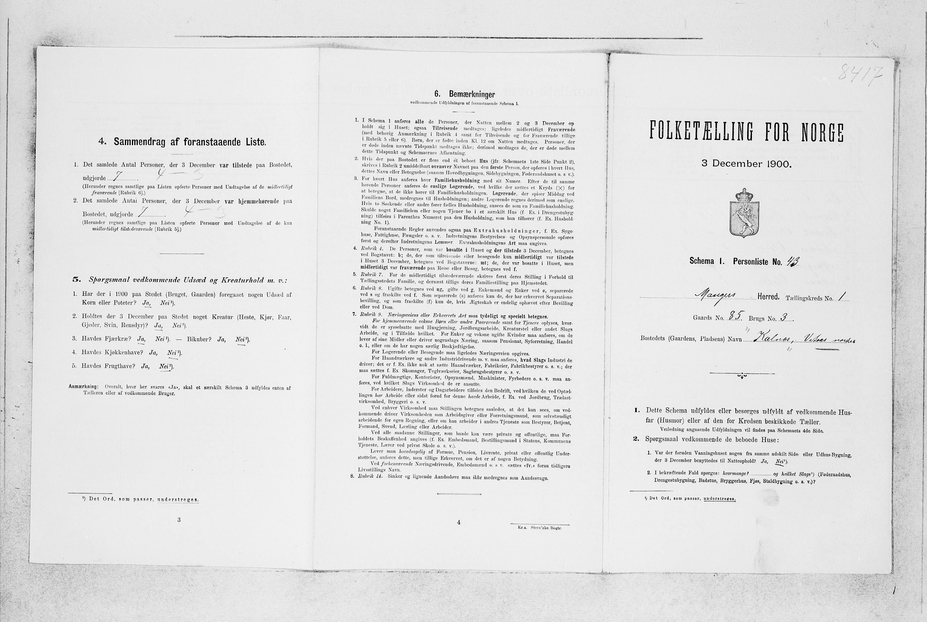 SAB, Folketelling 1900 for 1261 Manger herred, 1900, s. 207