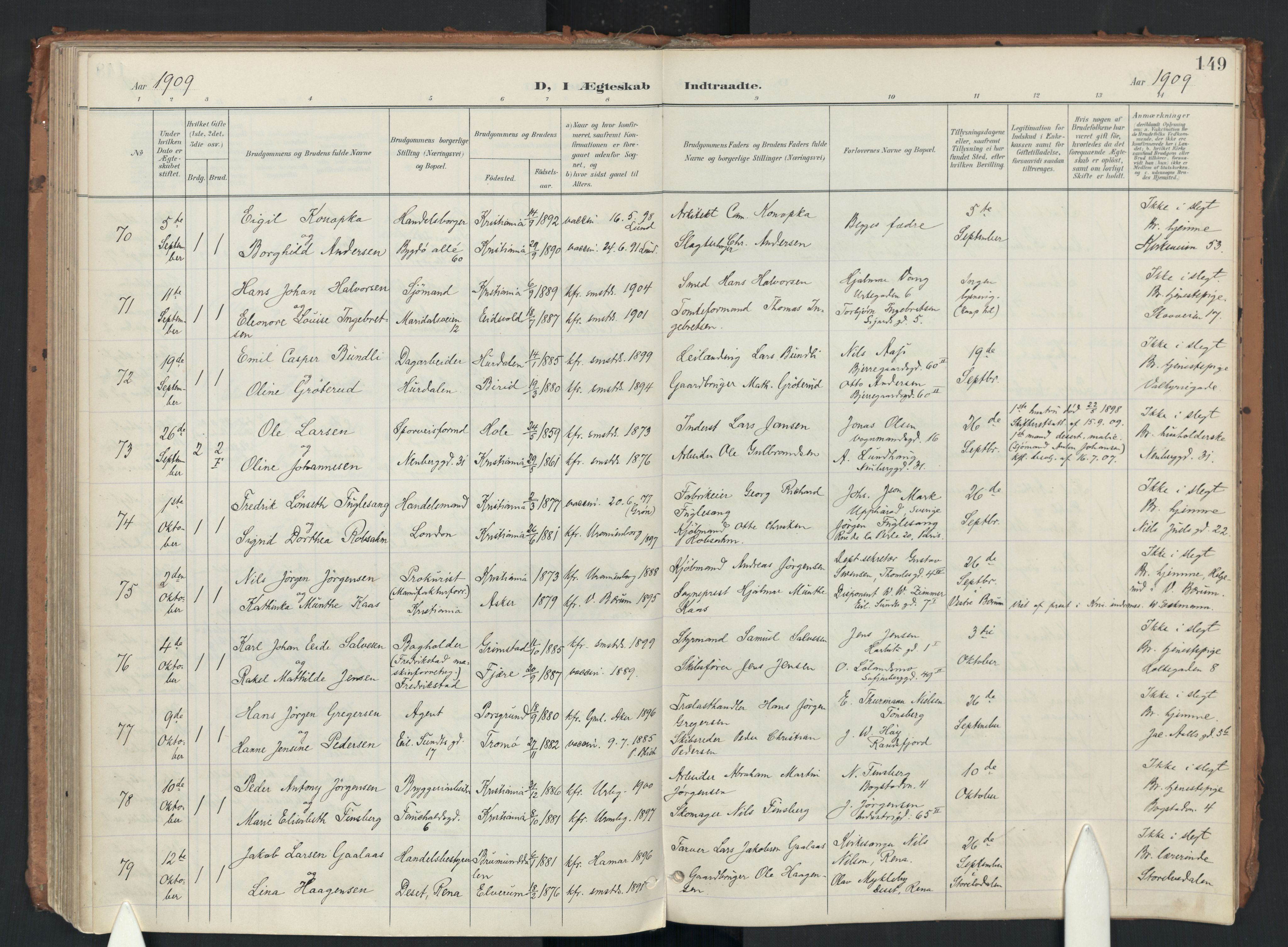 Uranienborg prestekontor Kirkebøker, AV/SAO-A-10877/F/Fa/L0007: Ministerialbok nr. 7, 1896-1914, s. 149