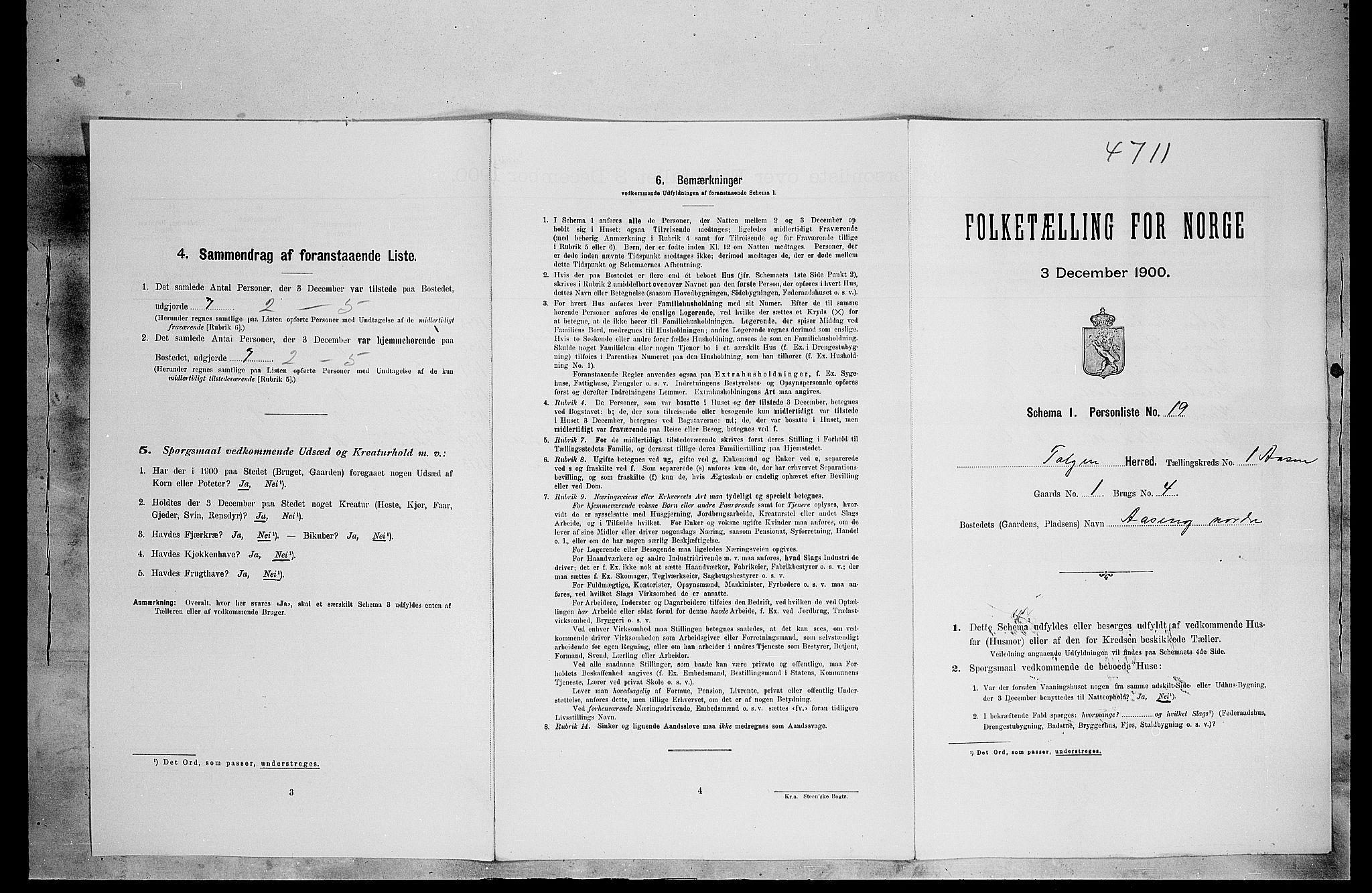 SAH, Folketelling 1900 for 0436 Tolga herred, 1900, s. 157