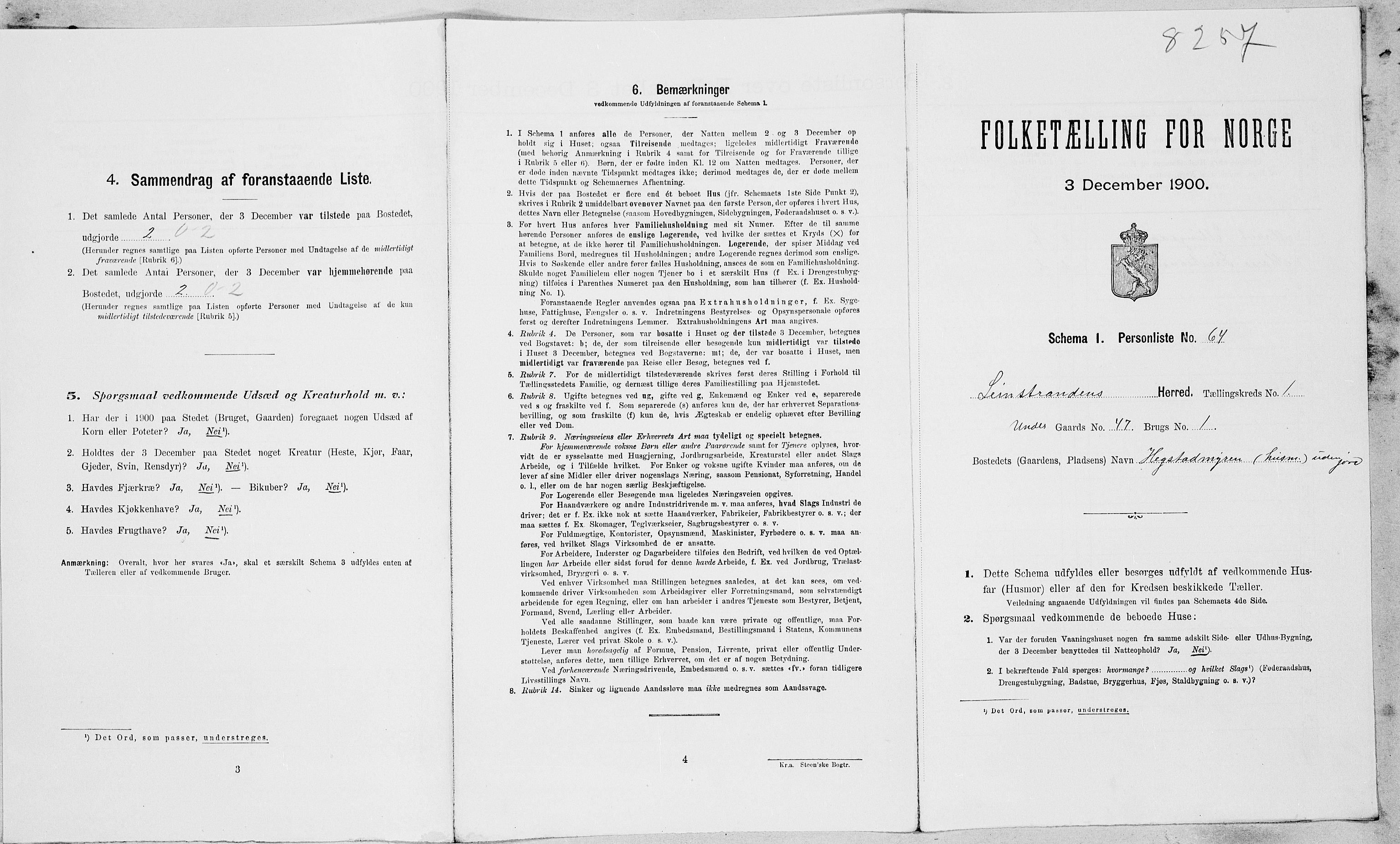 SAT, Folketelling 1900 for 1654 Leinstrand herred, 1900, s. 147