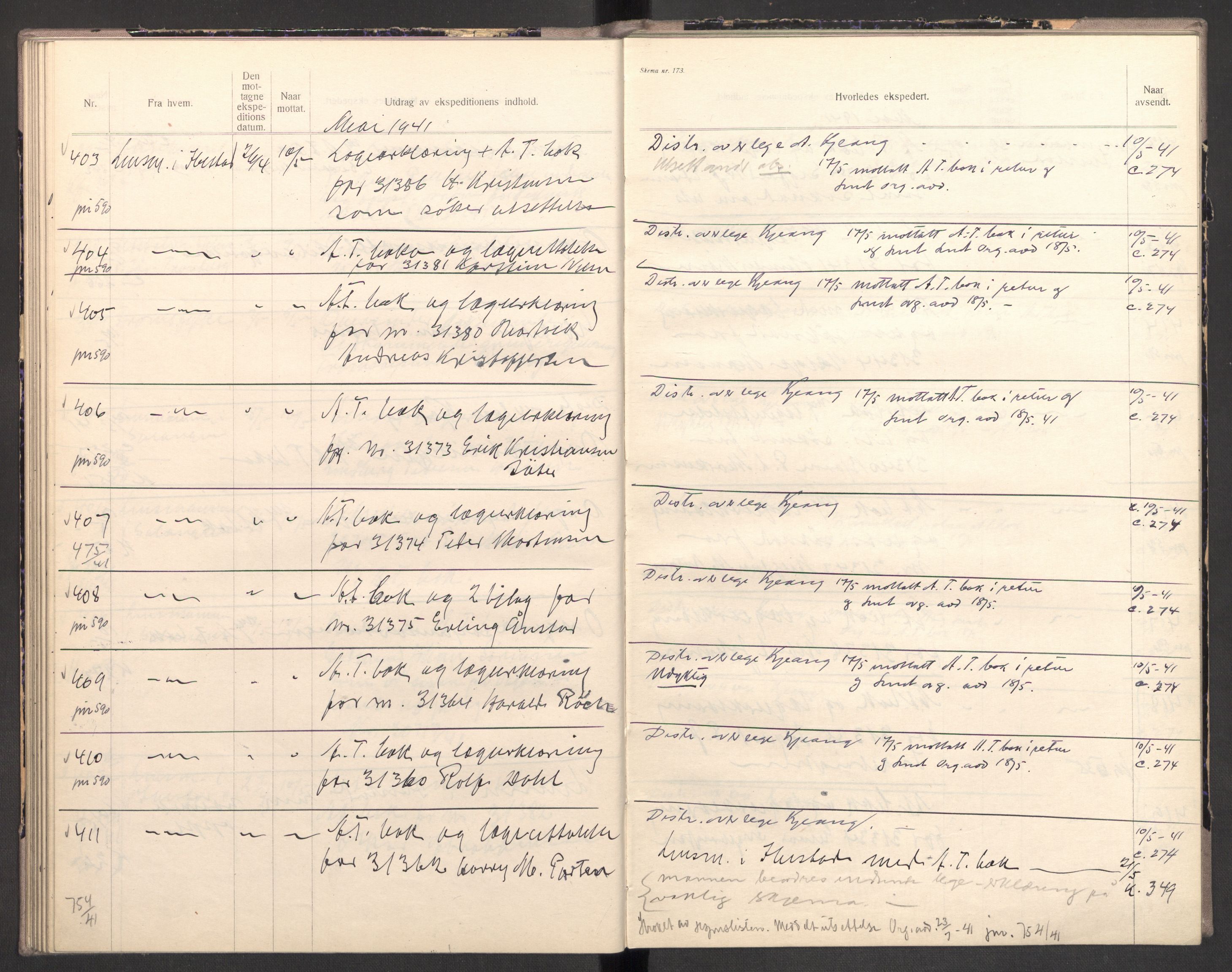 Norges arbeidstjeneste, AV/RA-S-5014/C/Ca/L0001: Journal for utskrivning Nordland og Troms, 1940-1942, s. 83