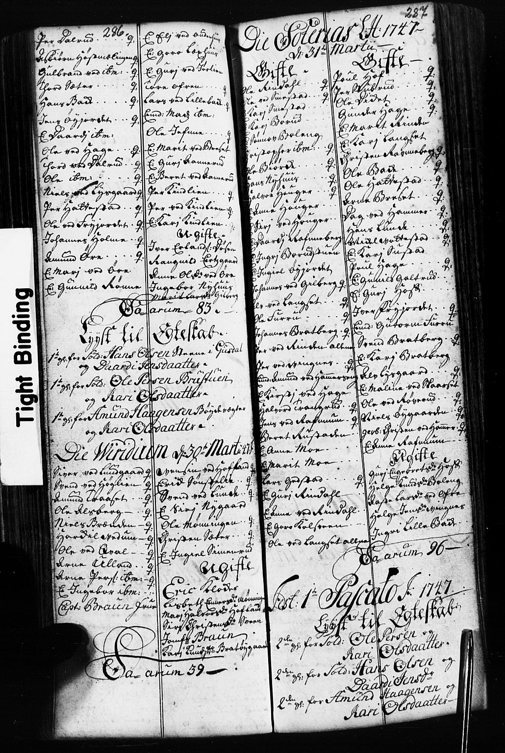 Fåberg prestekontor, AV/SAH-PREST-086/H/Ha/Hab/L0002: Klokkerbok nr. 2, 1741-1756, s. 286-287