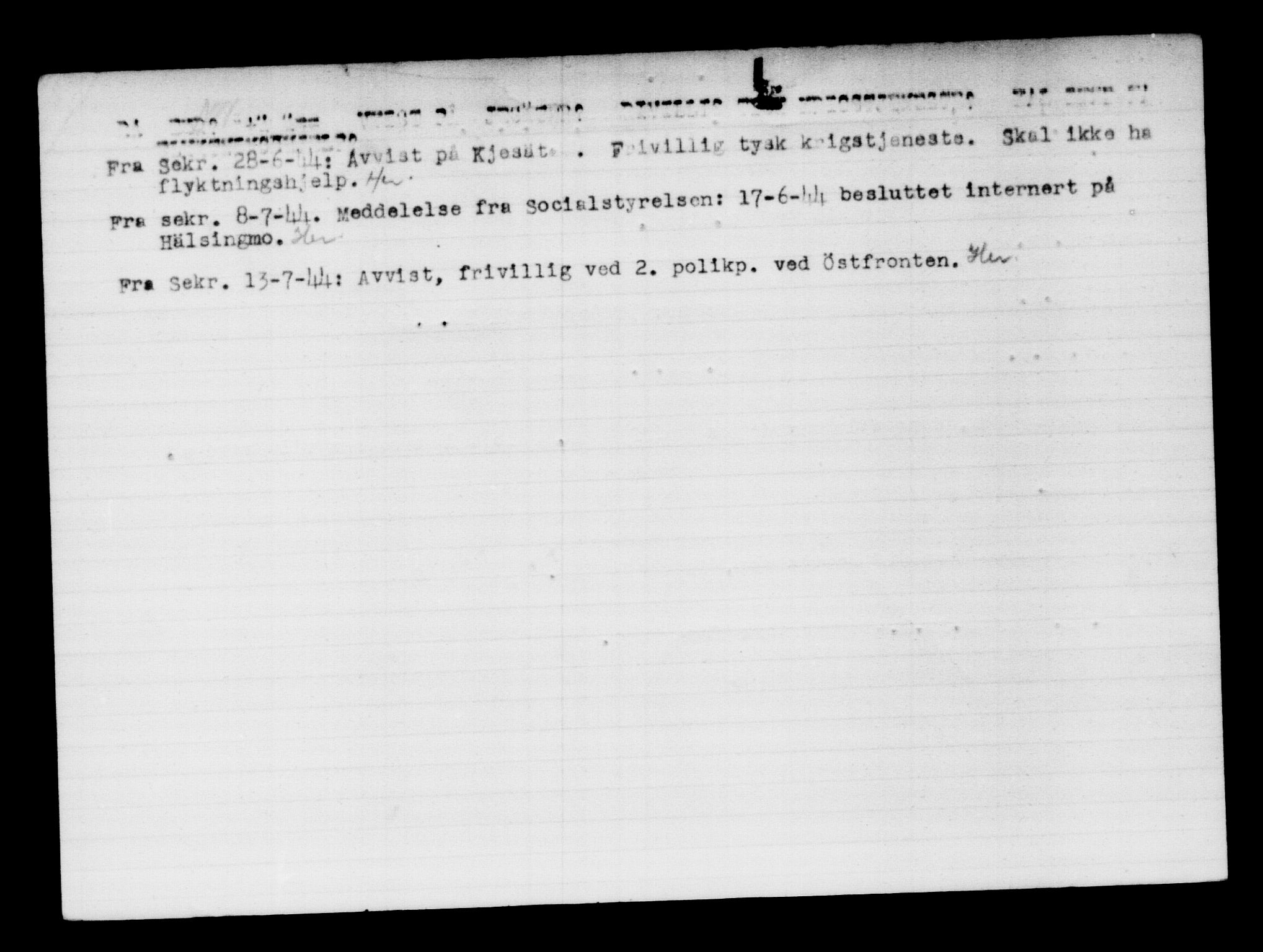Utenriksstasjonene, Legasjonen i Stockholm, Flyktningkontoret, AV/RA-S-6753/V/Va/L0011: Kjesäterkartoteket, flyktninger med registreringsnr. 25300-28349, 1940-1945, s. 2078