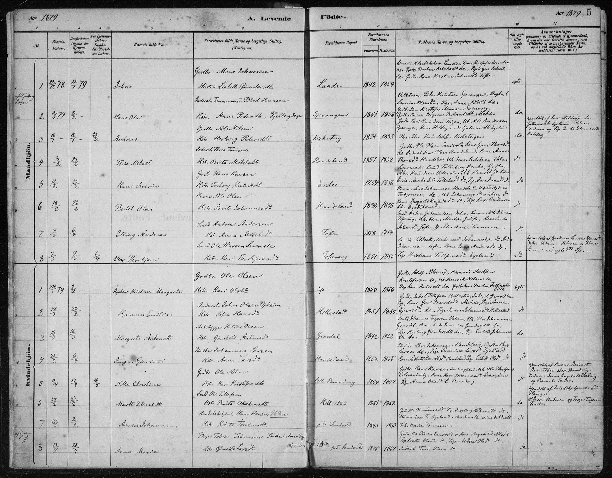 Fjelberg sokneprestembete, AV/SAB-A-75201/H/Haa: Ministerialbok nr. C  1, 1879-1918, s. 5