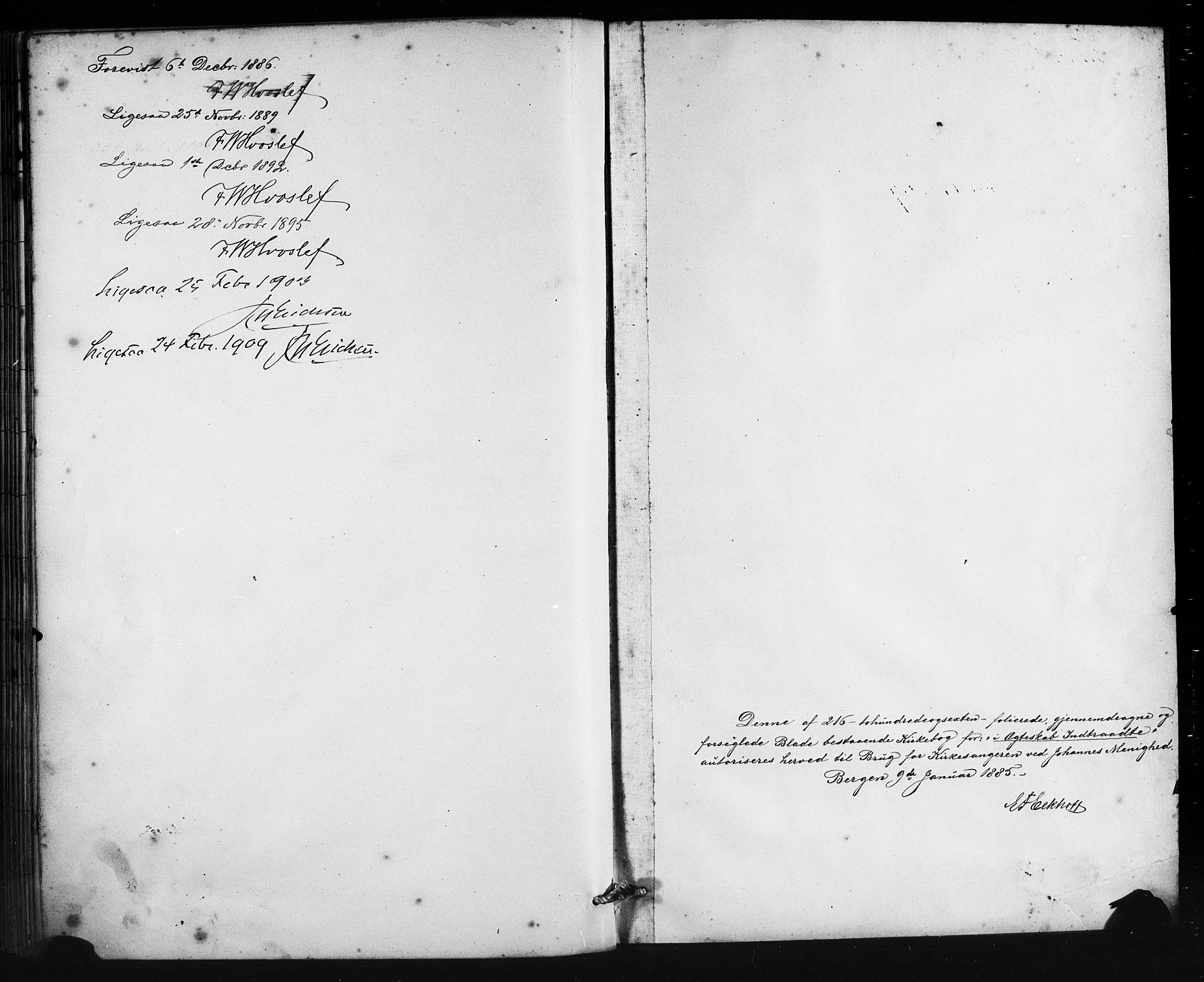 Johanneskirken sokneprestembete, AV/SAB-A-76001/H/Hab: Klokkerbok nr. C 1, 1885-1912