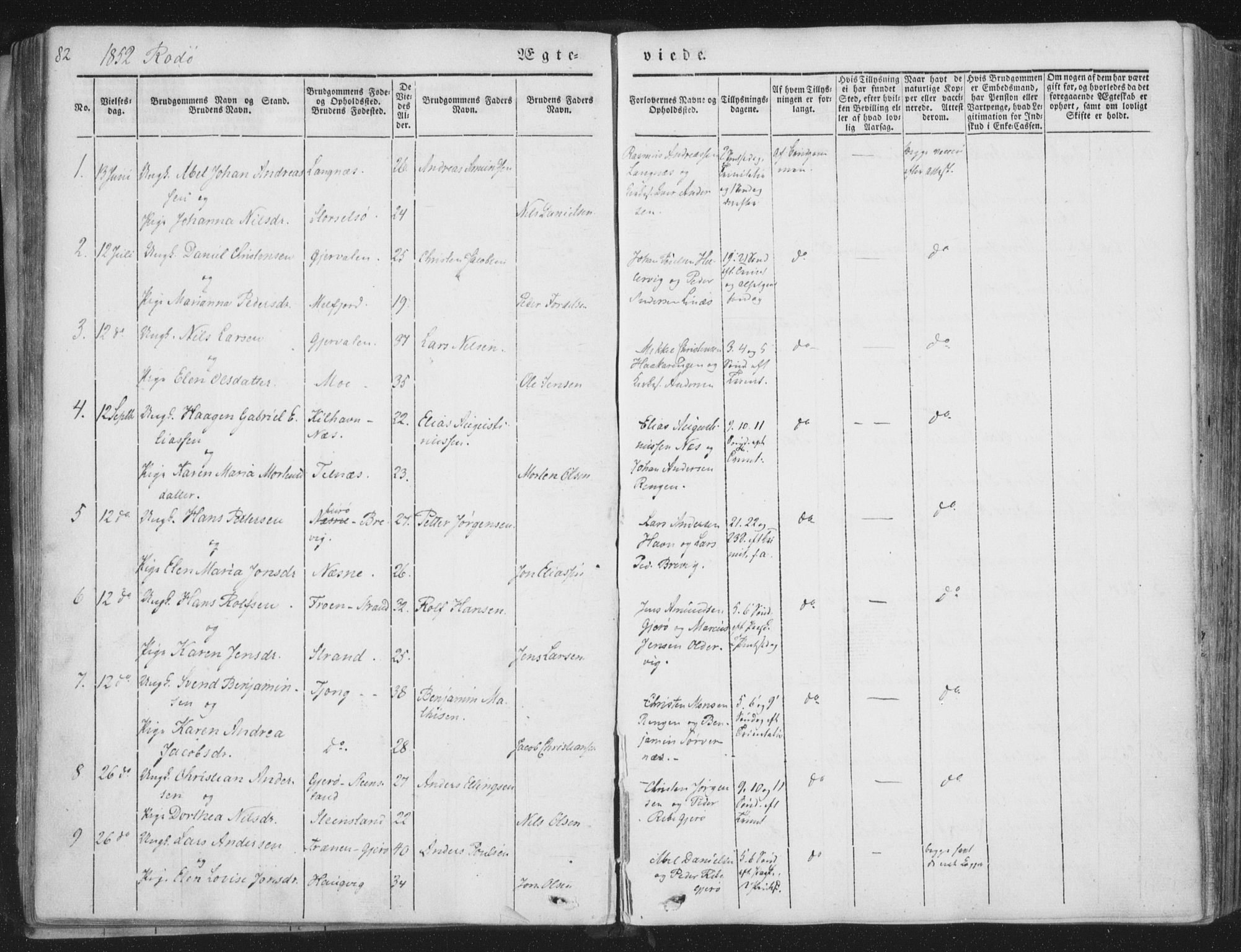 Ministerialprotokoller, klokkerbøker og fødselsregistre - Nordland, AV/SAT-A-1459/841/L0604: Ministerialbok nr. 841A09 /1, 1845-1862, s. 82