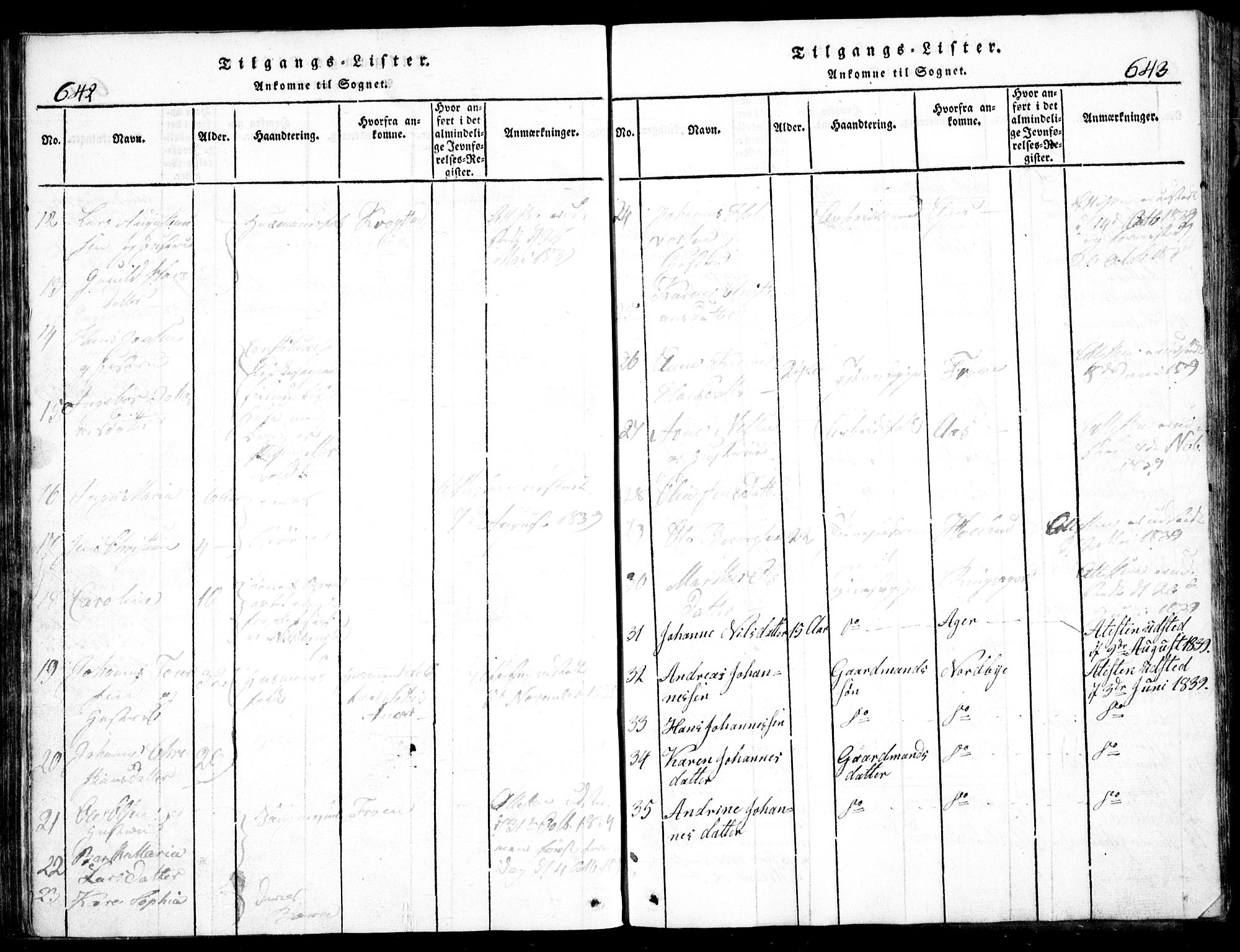 Nesodden prestekontor Kirkebøker, SAO/A-10013/G/Ga/L0001: Klokkerbok nr. I 1, 1814-1847, s. 642-643