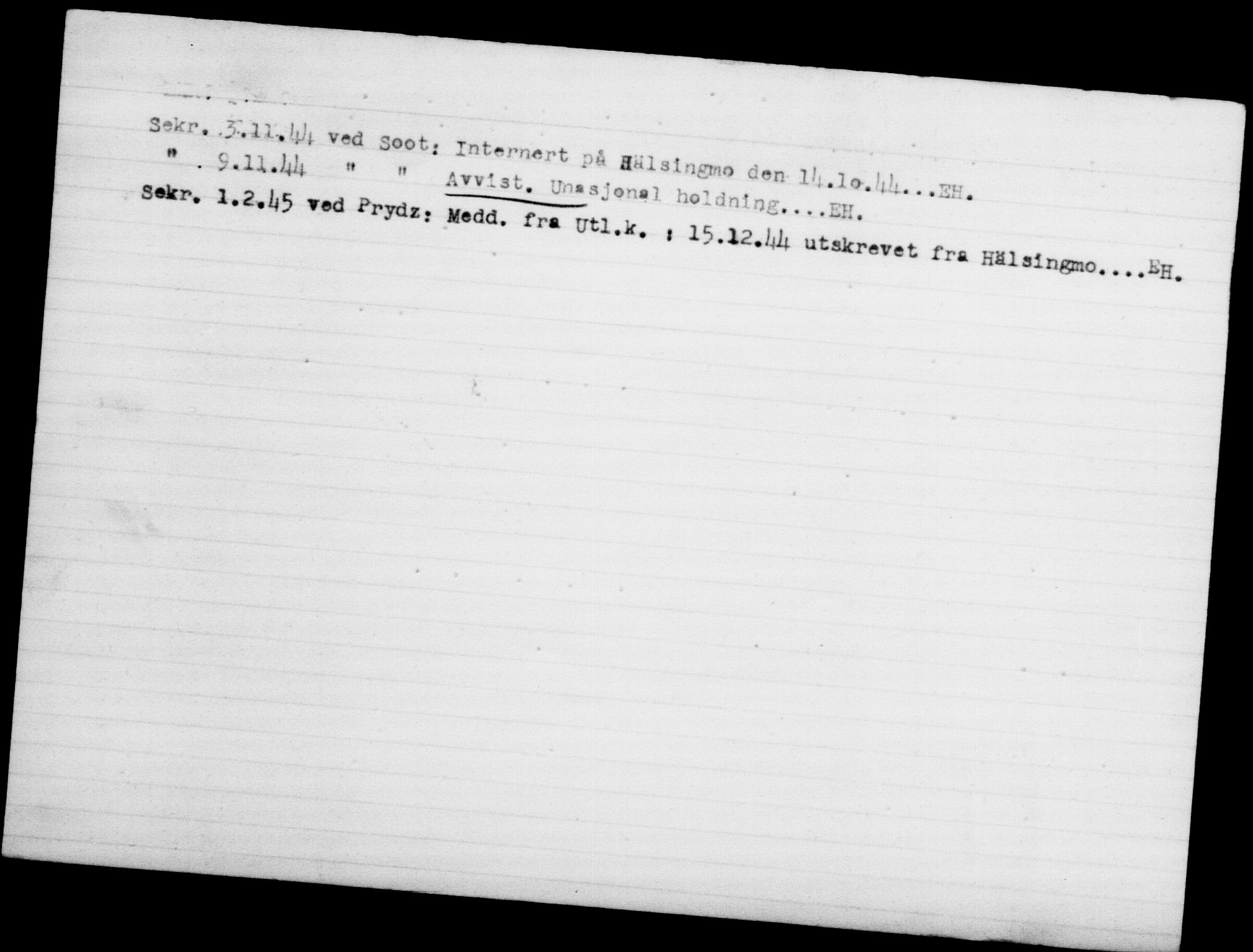 Utenriksstasjonene, Legasjonen i Stockholm, Flyktningkontoret, AV/RA-S-6753/V/Va/L0013: Kjesäterkartoteket, flyktninger med registreringsnr. 31500-34731, 1940-1945, s. 3117