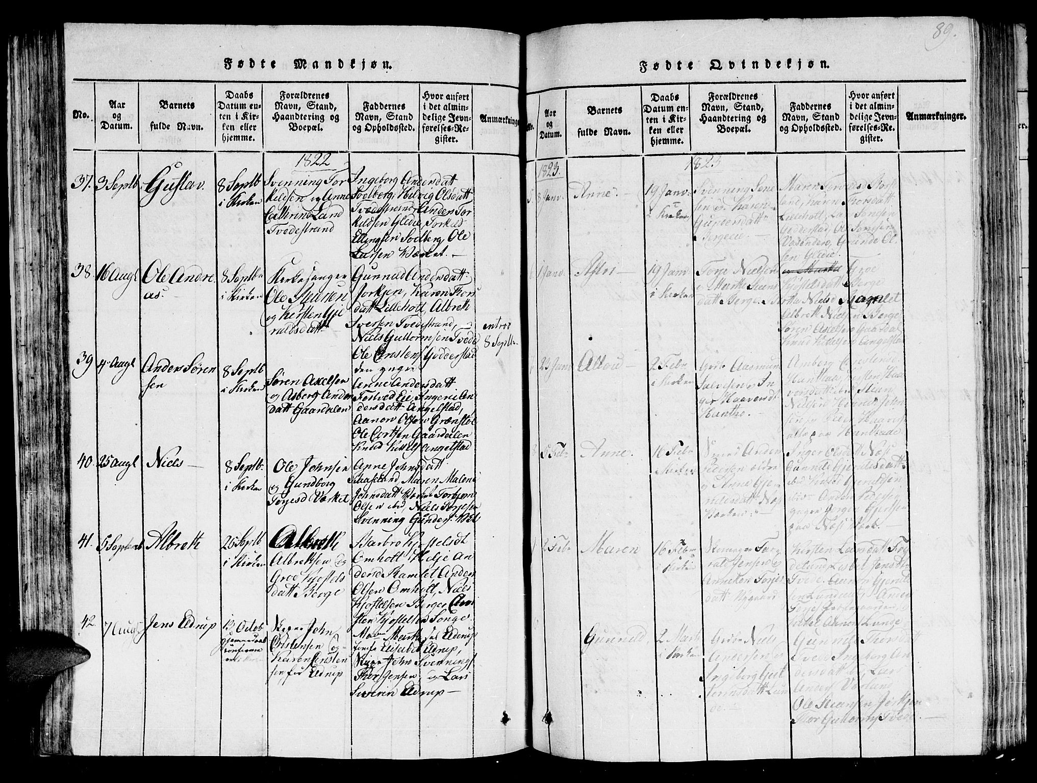 Holt sokneprestkontor, AV/SAK-1111-0021/F/Fb/L0006: Klokkerbok nr. B 6, 1813-1823, s. 89