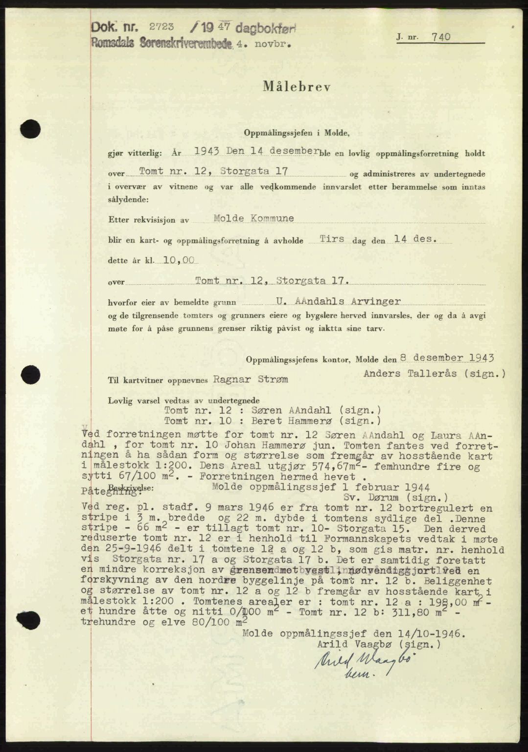 Romsdal sorenskriveri, SAT/A-4149/1/2/2C: Pantebok nr. A24, 1947-1947, Dagboknr: 2723/1947