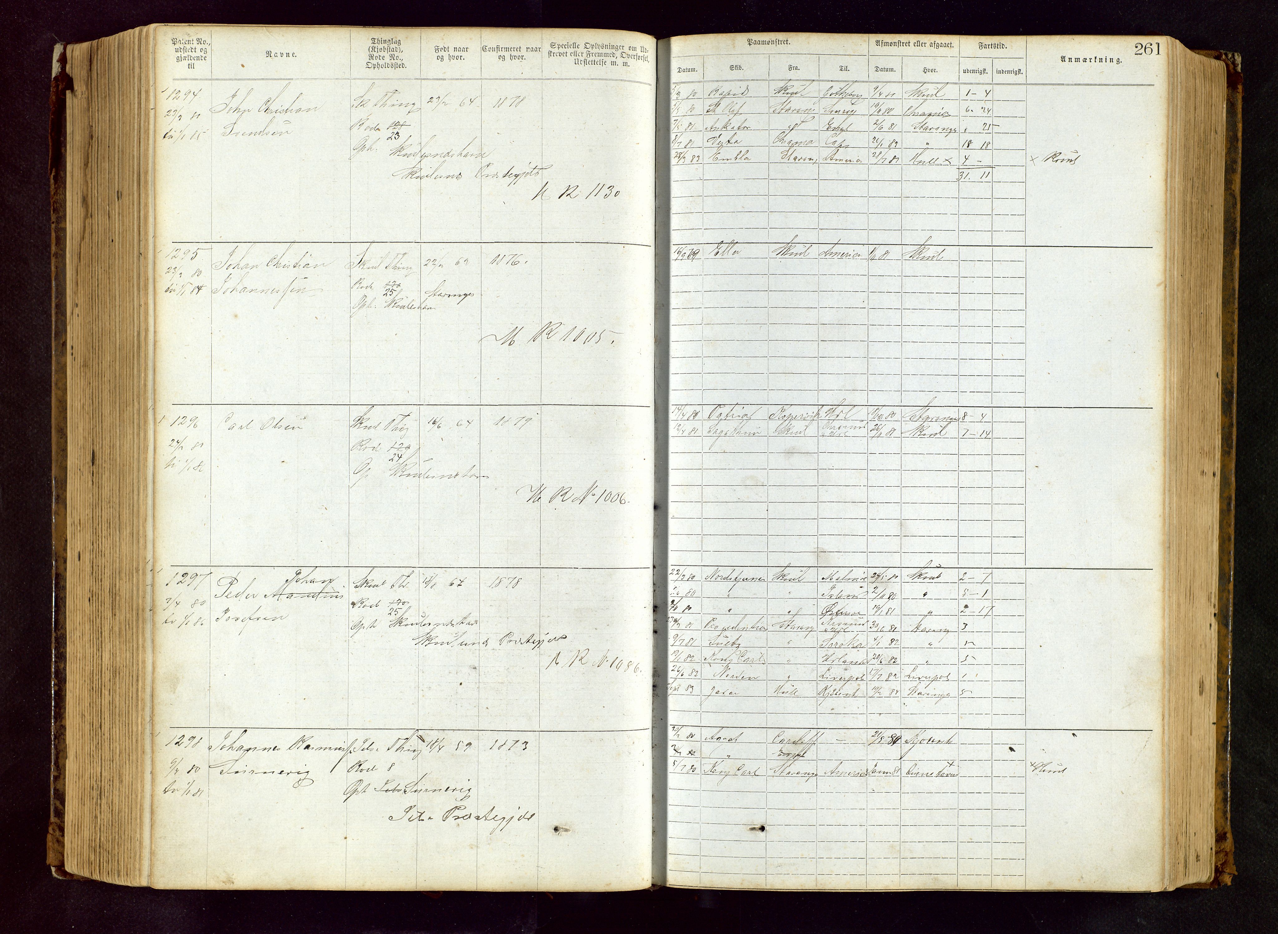 Haugesund sjømannskontor, AV/SAST-A-102007/F/Ff/L0002: Sjøfartsrulle Skudenes krets nr. 1-2719, 1868-1948, s. 261