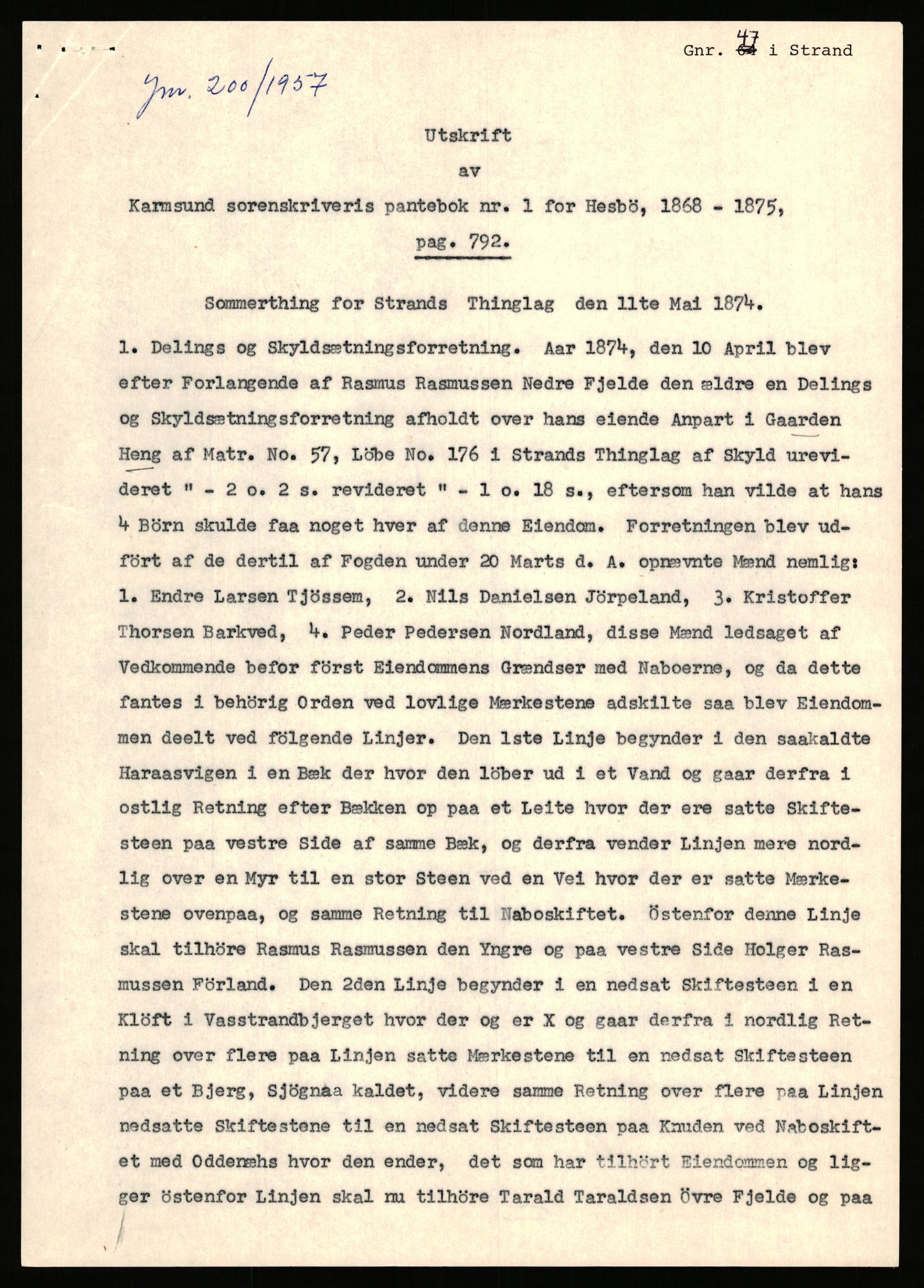 Statsarkivet i Stavanger, AV/SAST-A-101971/03/Y/Yj/L0024: Avskrifter sortert etter gårdsnavn: Fæøen - Garborg, 1750-1930, s. 260