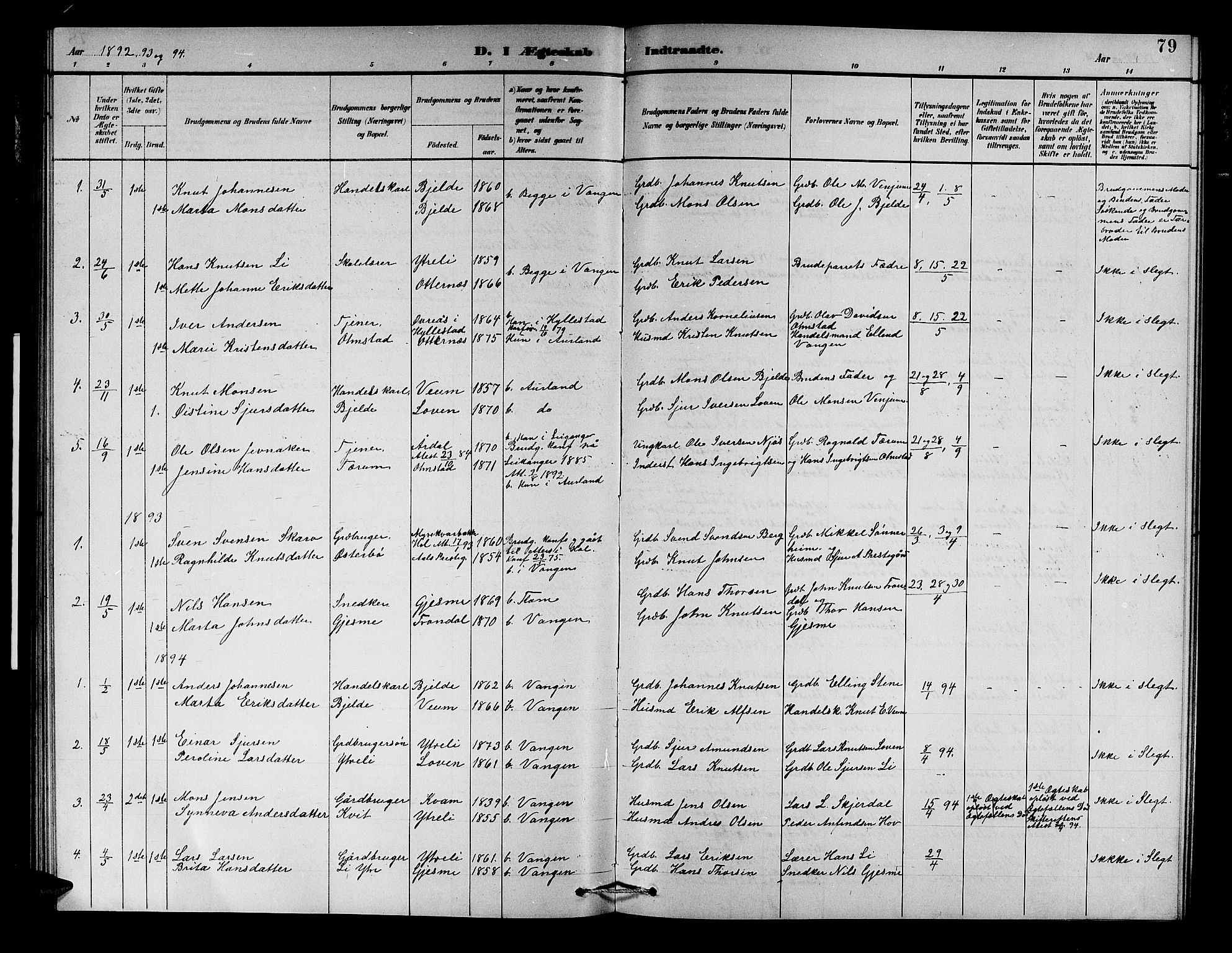 Aurland sokneprestembete, AV/SAB-A-99937/H/Hb/Hba/L0002: Klokkerbok nr. A 2, 1880-1895, s. 79