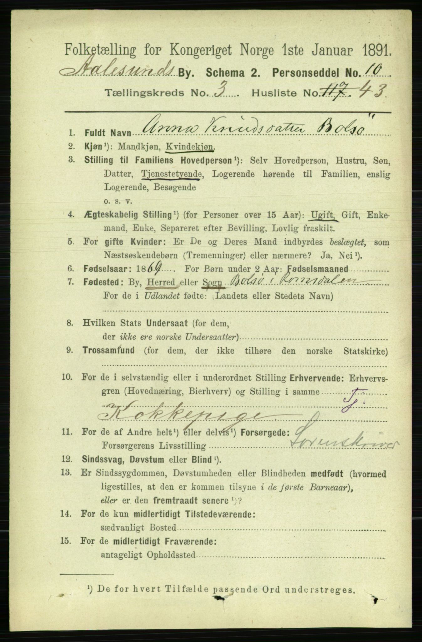 RA, Folketelling 1891 for 1501 Ålesund kjøpstad, 1891, s. 2819